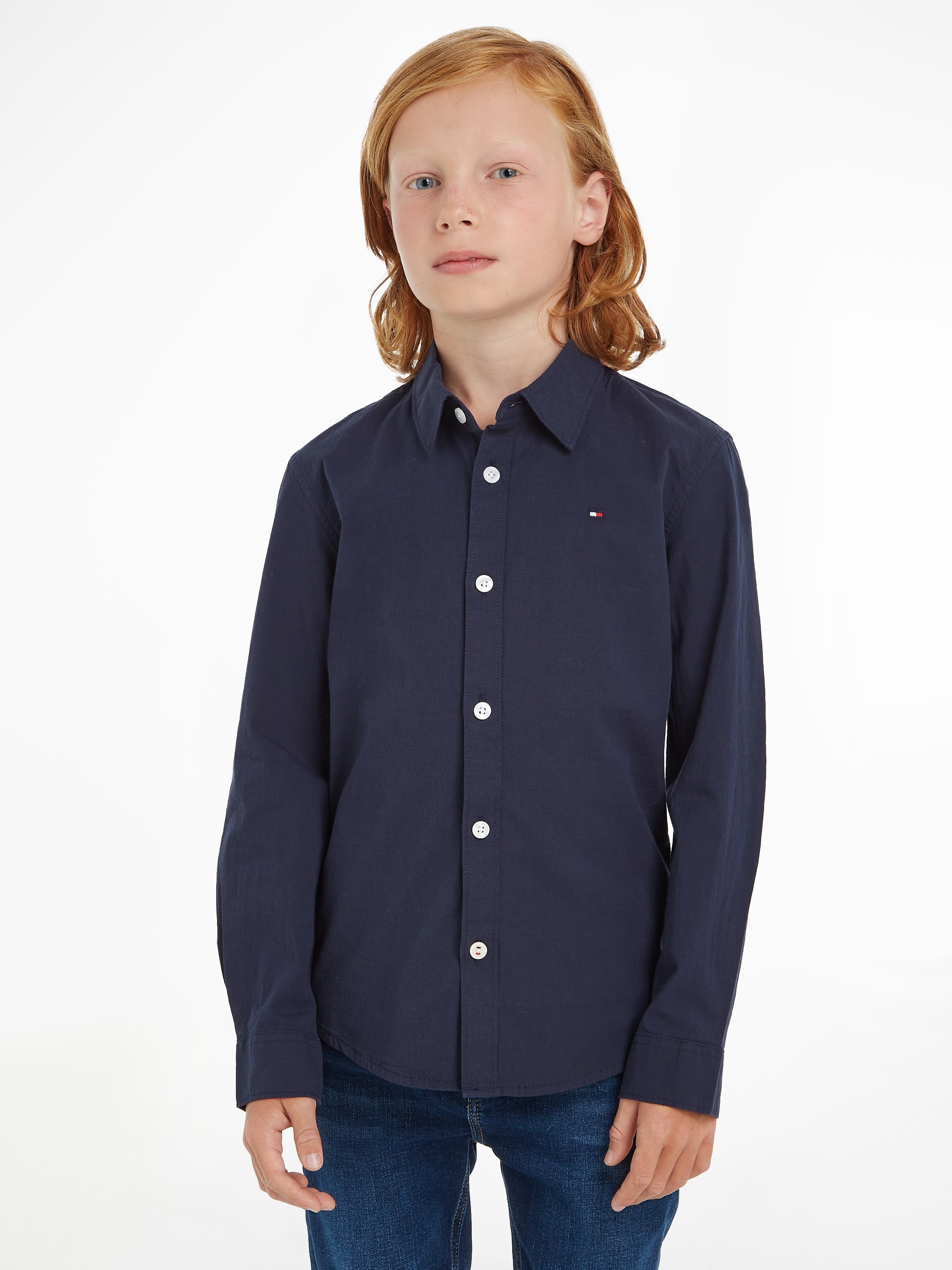 Tommy Hilfiger Langarmhemd »SOLID STRETCH OTTO MiniMe,für bei Junior Jungen Kinder SHIRT bestellen L/S«, Kids POPLIN