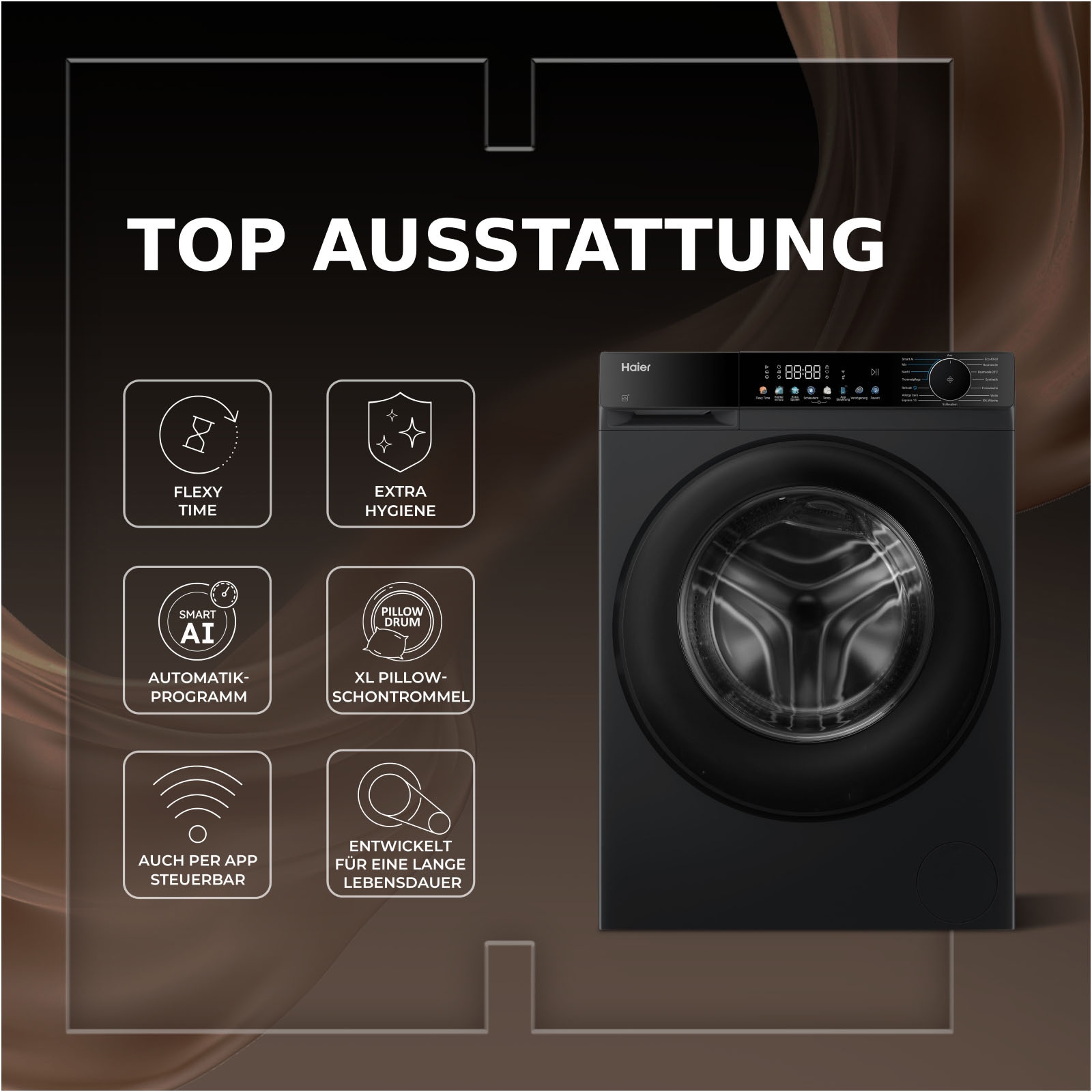 Haier Waschmaschine G5 Serie »HW90-BP14657BTU1« 9 kg 1400 U/min Smart AI Automatikprogramm & Wi-Fi