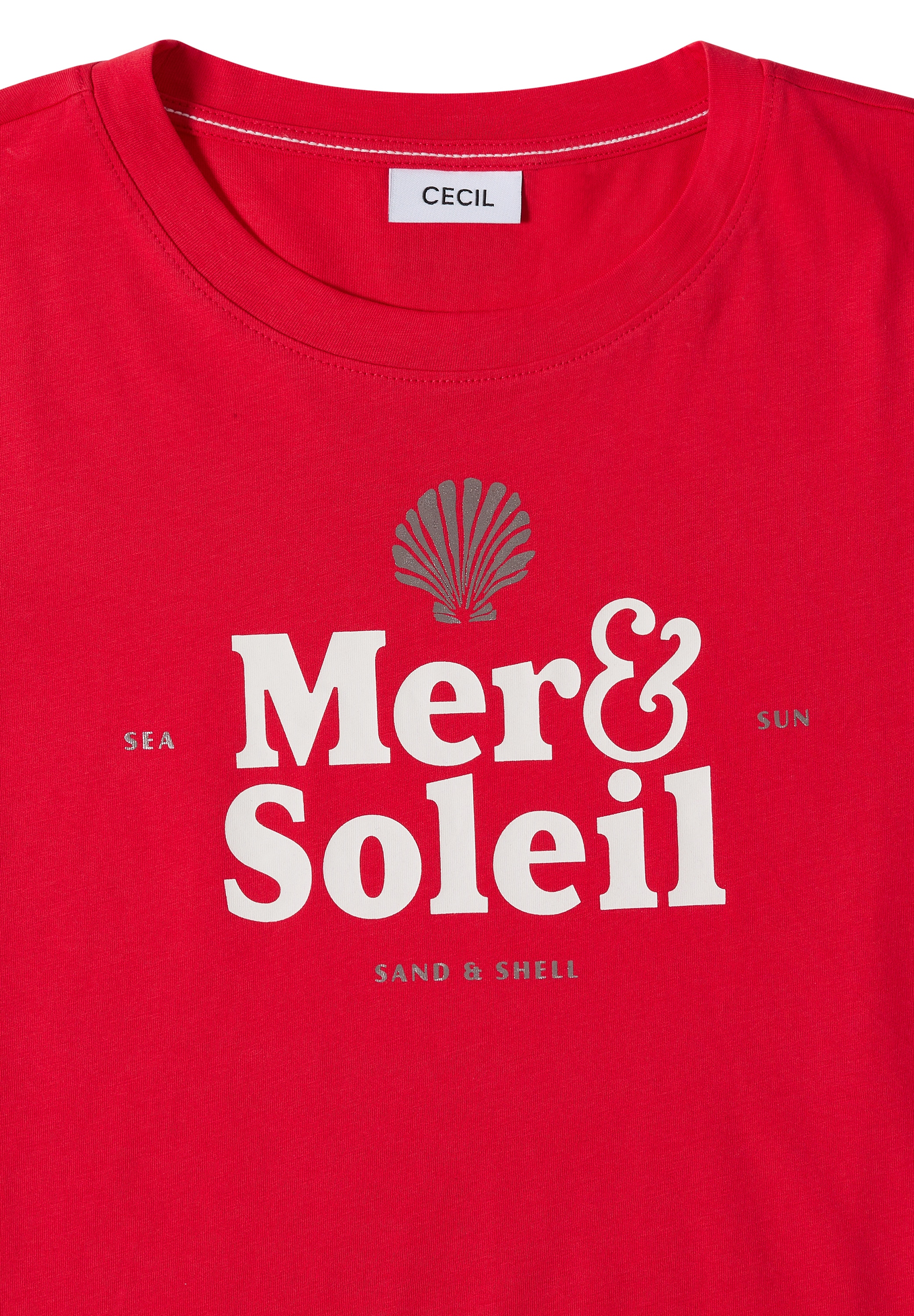 Cecil T-Shirt Sommershirt mit maritimem Wording-Print, Jerseyqualität