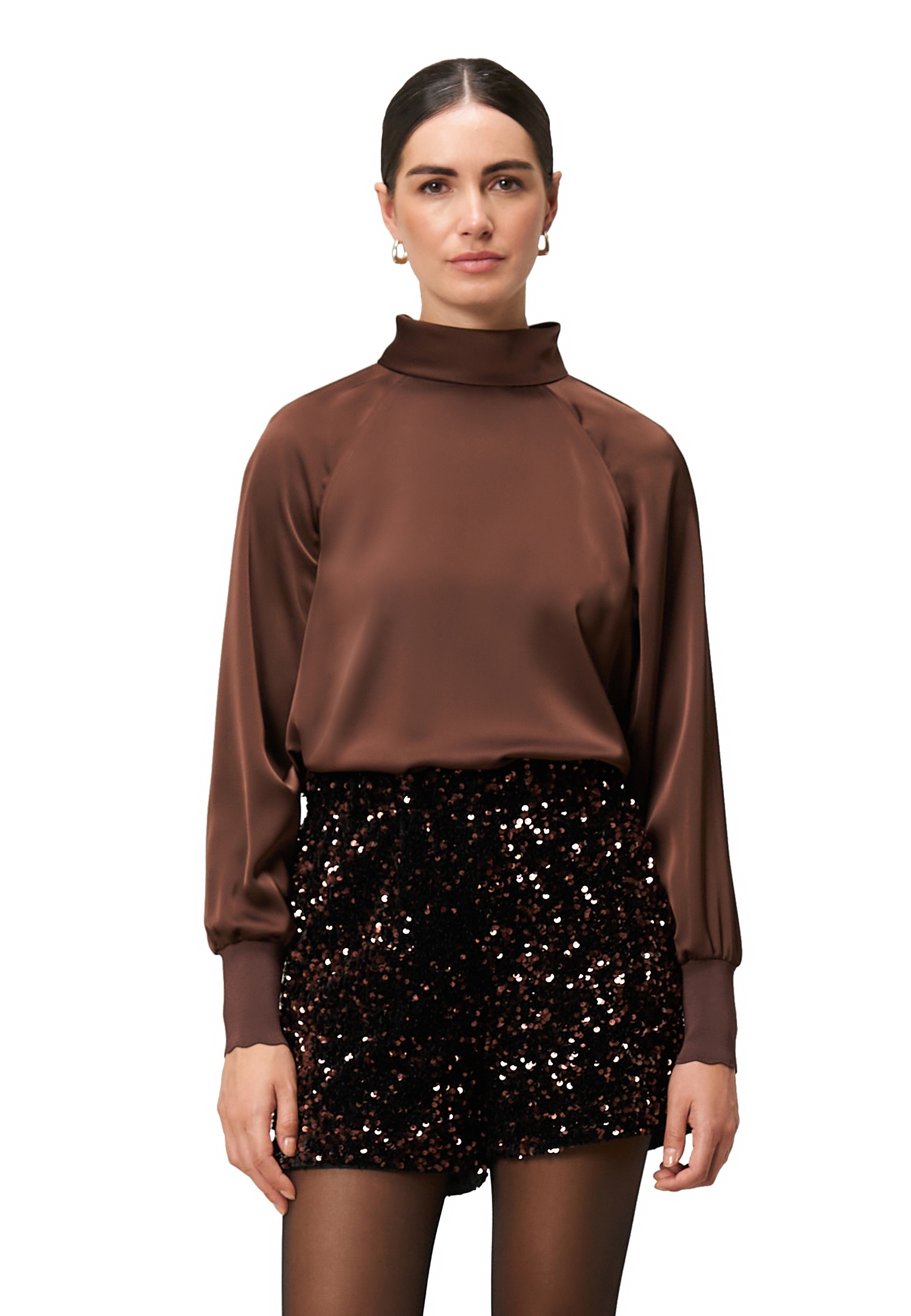 Zero Satinbluse »Satinbluse mit Stehkragen«
