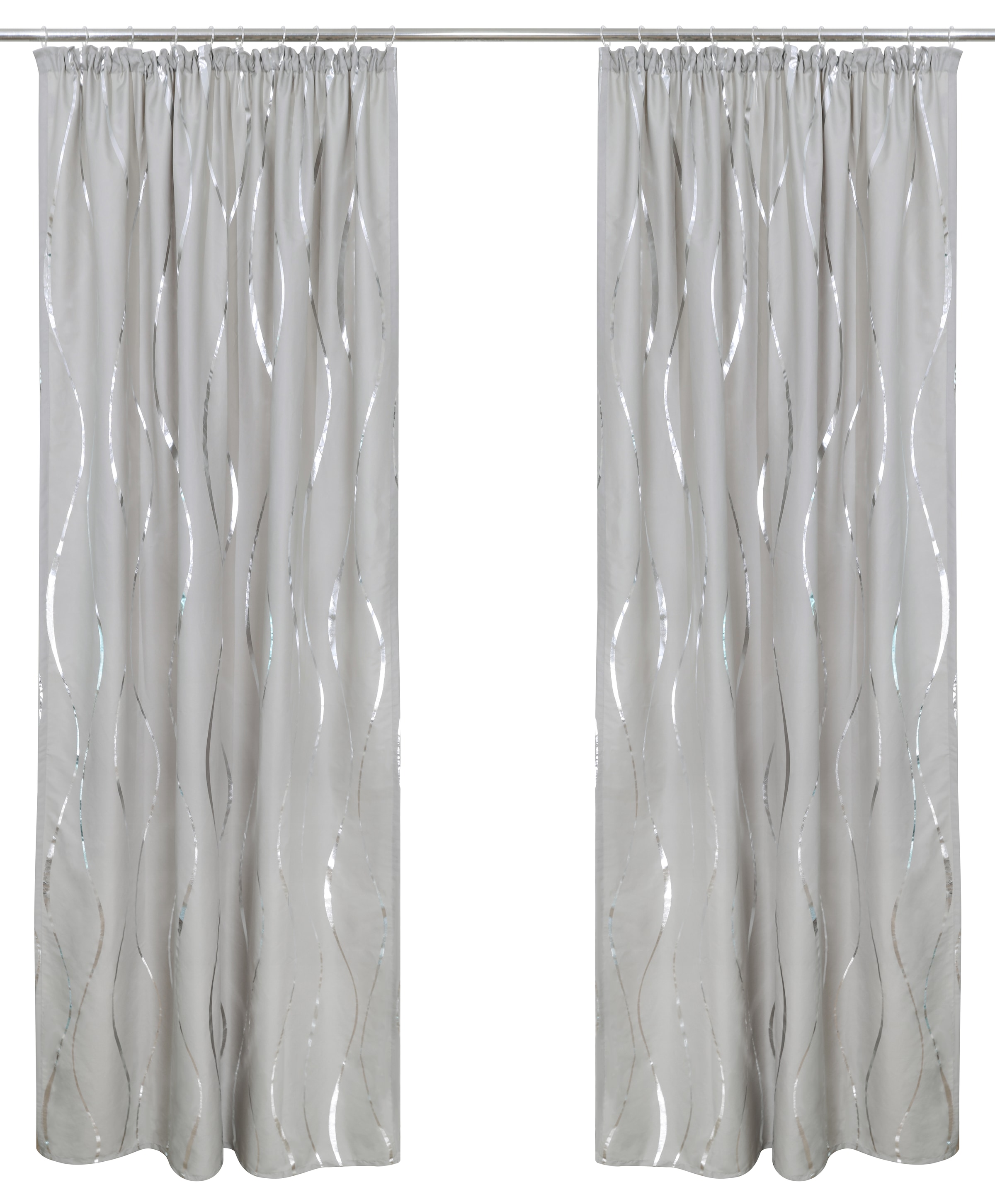 OTTO home Gardine »Quinnton« Kräuselband 2 Stk. tlg. Blickdicht, 2er‑Set. Metallic‑Akzenten, Kräuselband