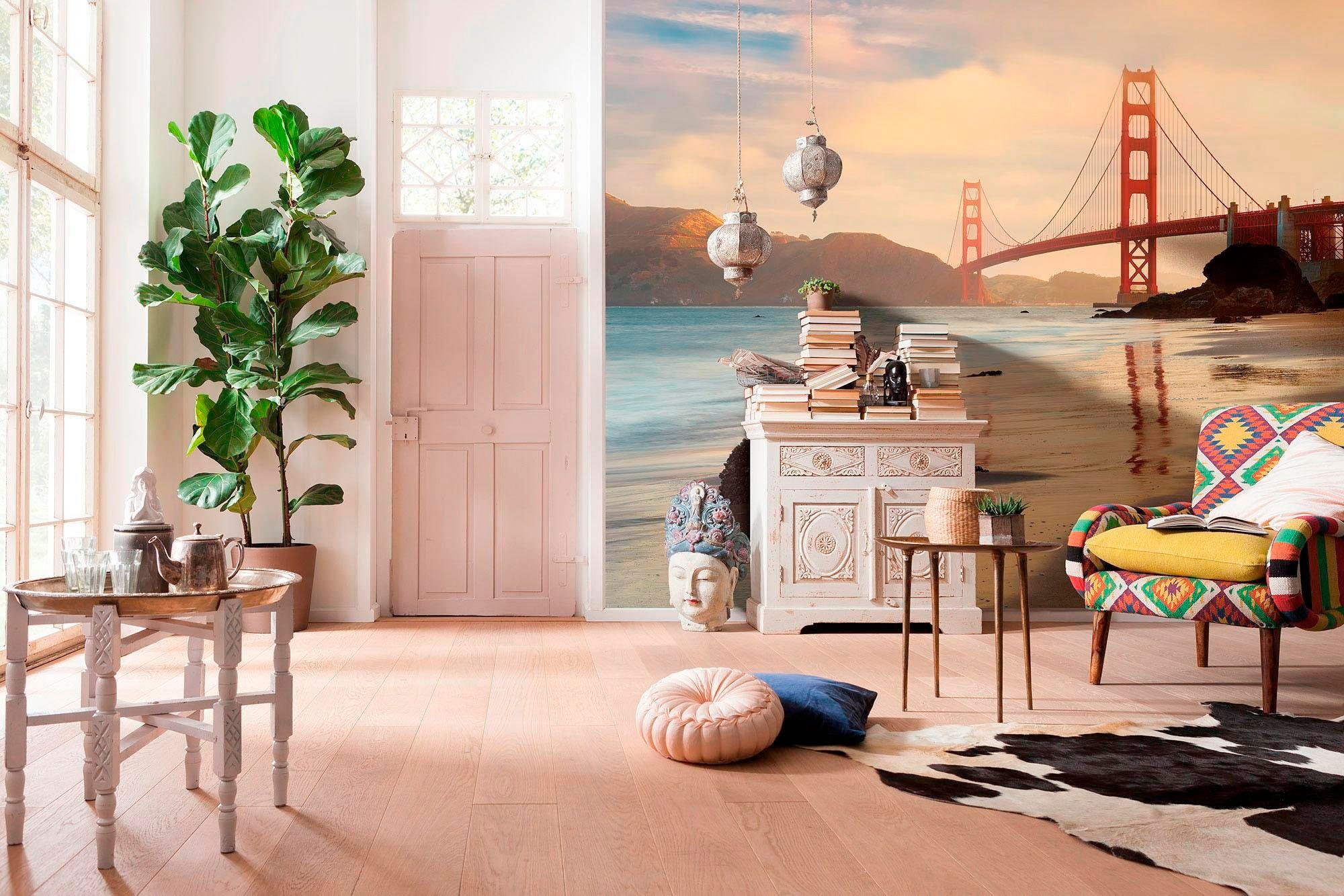 Komar Vliestapete »Digitaldruck Vlies - Golden Gate - Größe 400 x 250 cm«, bedruckt, Wohnzimmer, Schlafzimmer