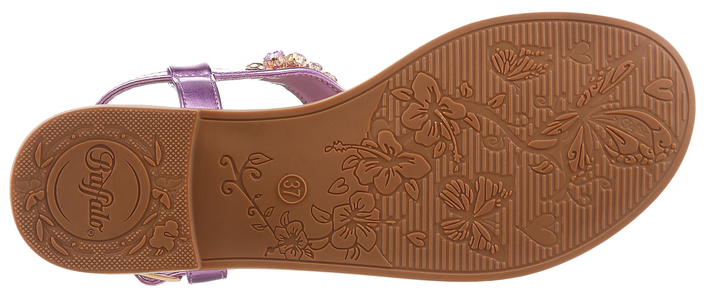 Buffalo Riemchensandale  Sommerschuh, Zehentrenner mit funkelnden Schmucksteinen besetzt