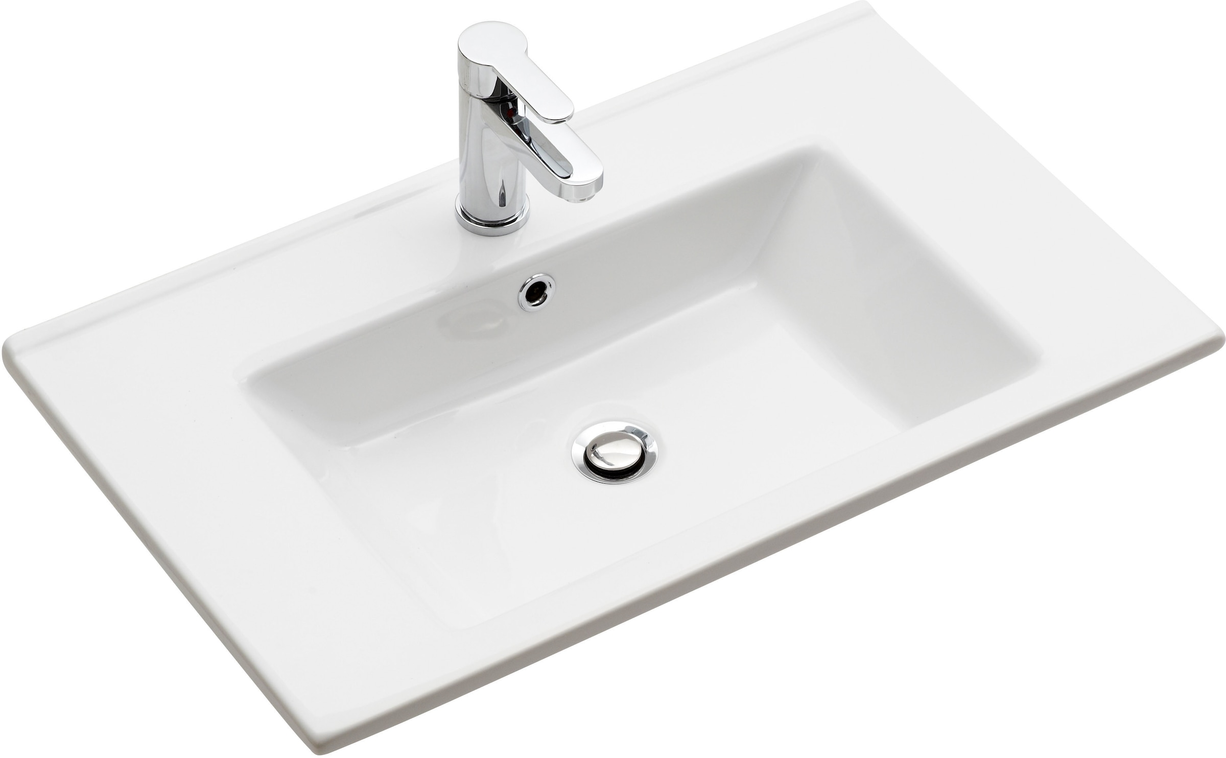 Saphir Badmöbel-Set »Quickset 3-teilig, Keramik-Waschtisch mit LED-Spiegel« 5 Stk. tlg.