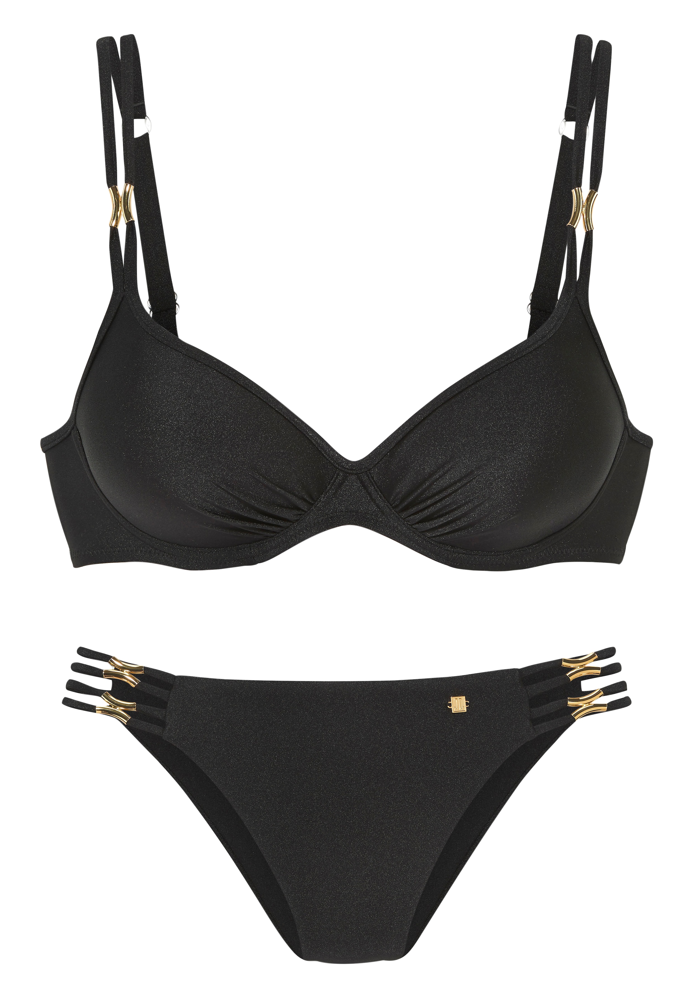 JETTE Bügel-Bikini »Giulia«, mit goldfarbener Glanzbeschichtung und Accessoires