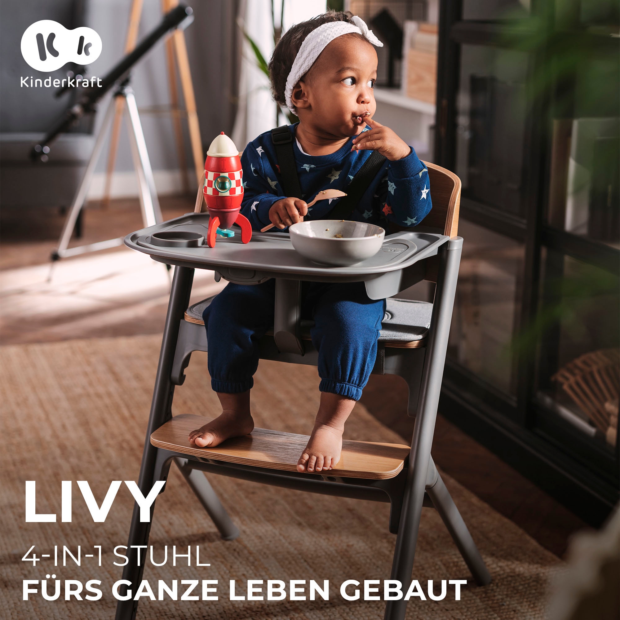 Kinderkraft Kombihochstuhl »LIVY mit CALMEE Wippe« (Set) 2 Stk.mit Wippe
