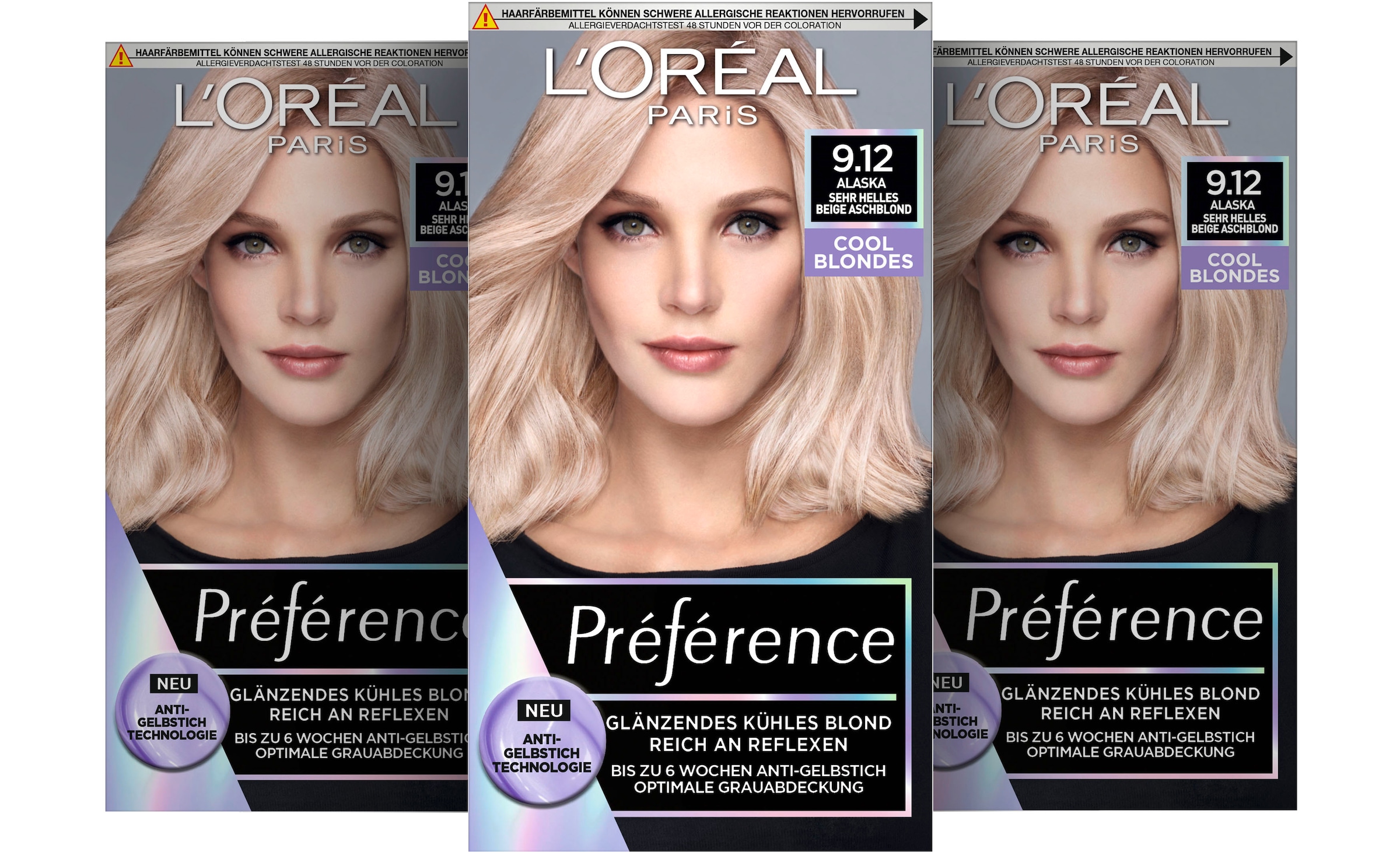 L'ORÉAL PARIS Coloration »Préférence Cool Blondes«, (Packung, 3 tlg.), mit pflegender Formel