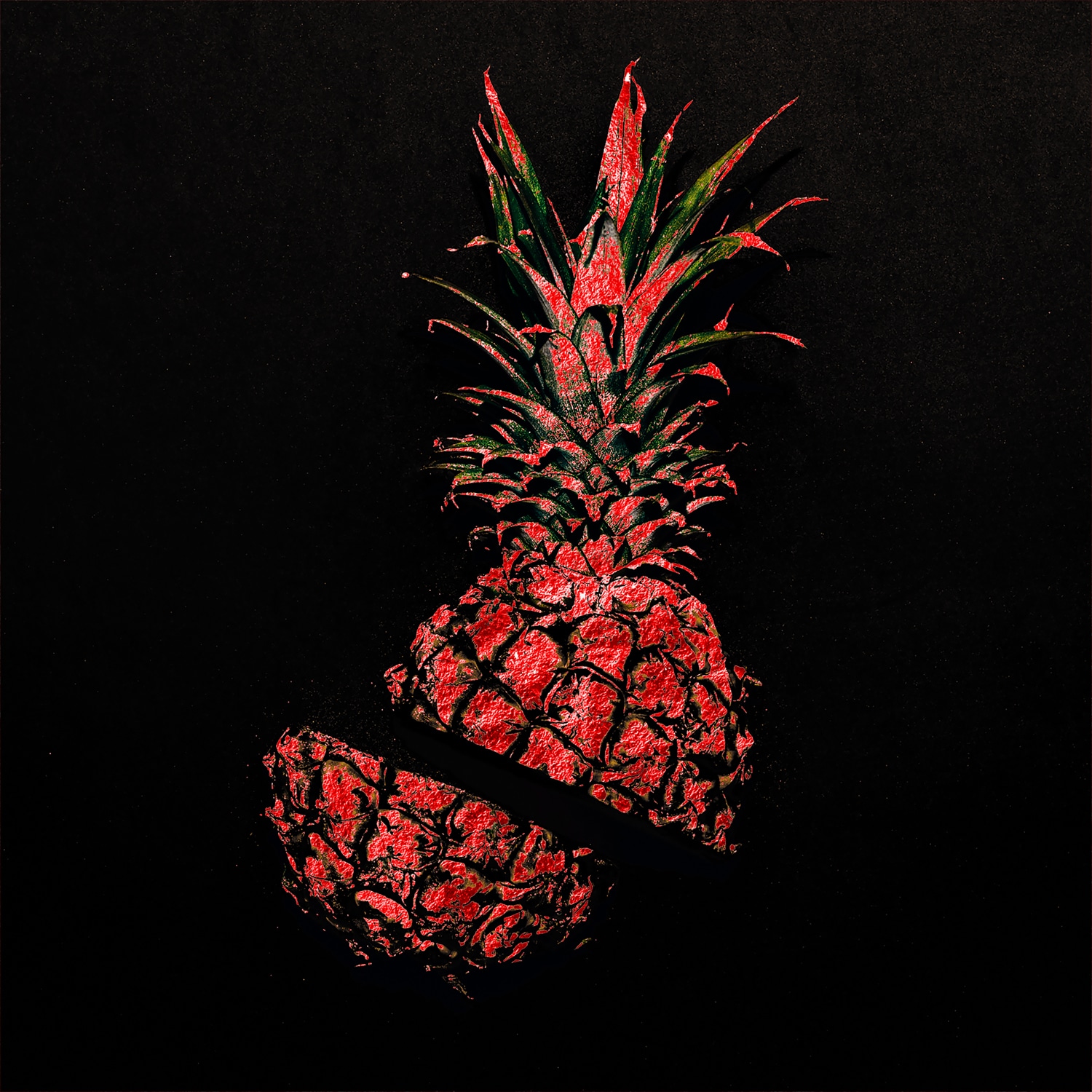 Acrylglasbild »Ananas - Acrylbilder mit Blattgold veredelt«, Ananas, (1 St.), Rote...