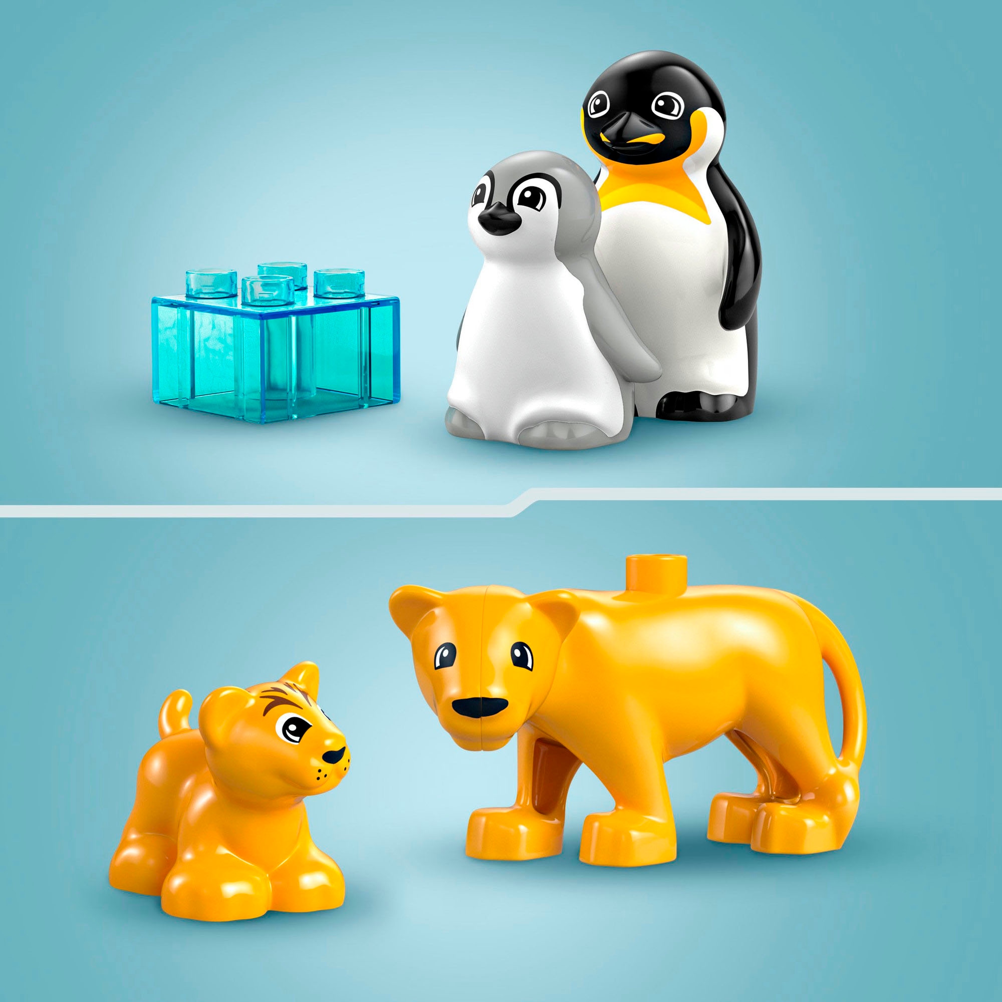 LEGO® Konstruktionsspielsteine »Wildtier-Familien: Pinguine und Löwen (10442), LEGO DUPLO Town«, (10 St.), Made in Europe