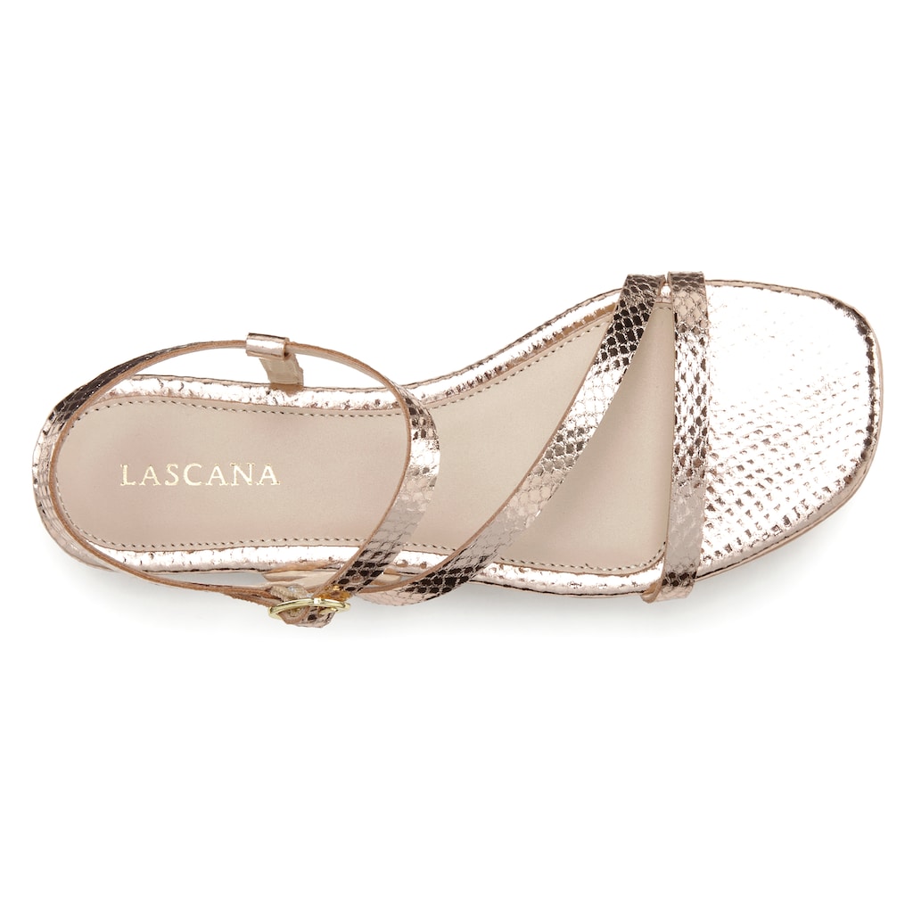 LASCANA Sandale, Sandalette, Sommerschuh aus Leder mit modischer Metallic-Optik