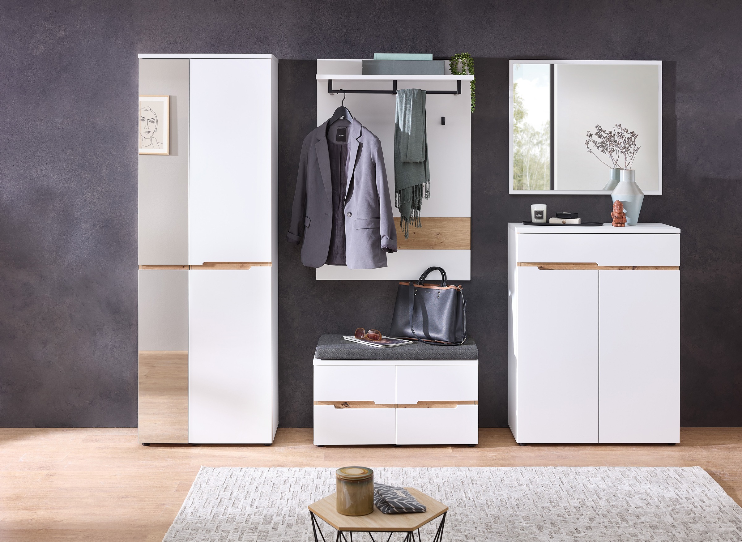 Innostyle Garderoben-Set »Memphis Garderoben Set, 255x192x38cm (B/H/T)«, (5 St.)