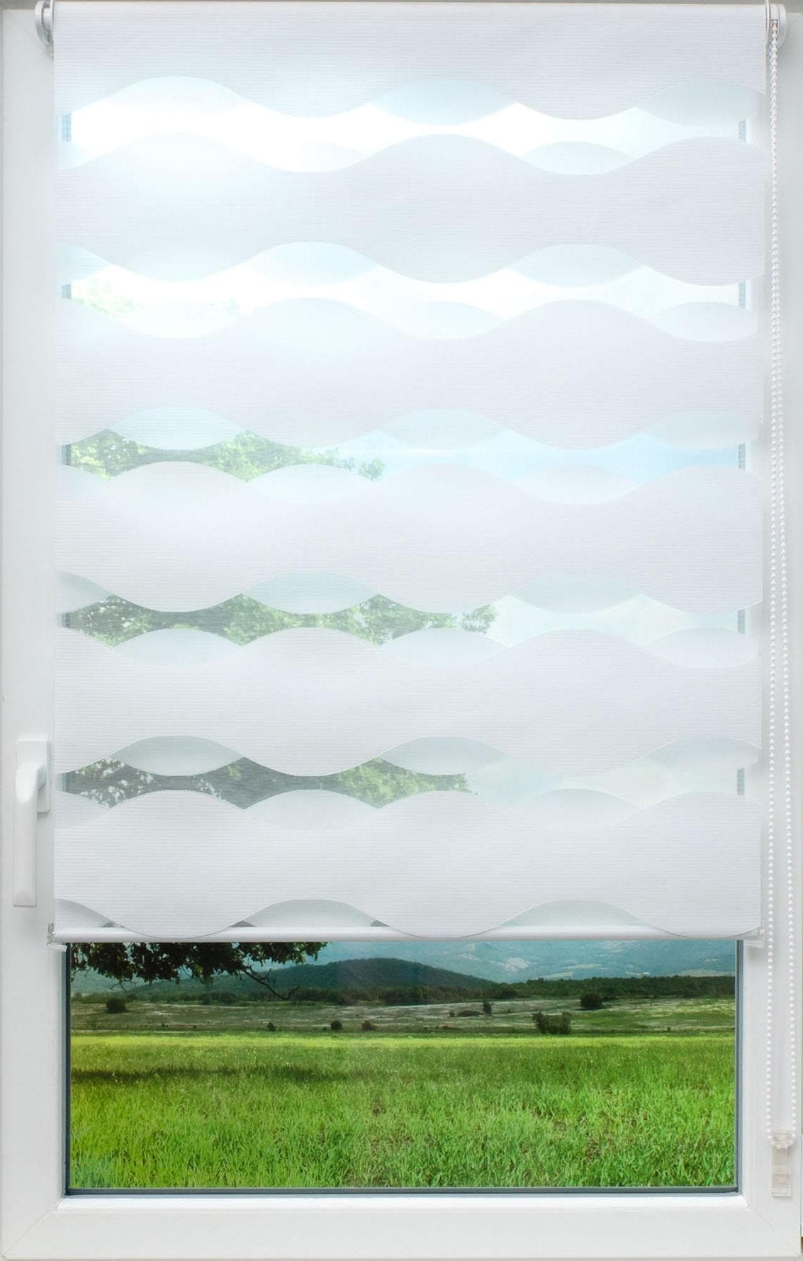 sunlines Doppelrollo »Doppelrollo Welle«, Lichtschutz, ohne Bohren, freihängend, Effektiver Sichtschutz