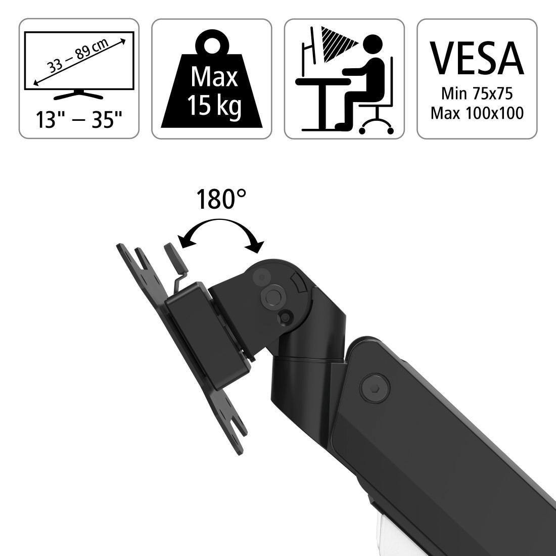 Hama Monitor-Halterung »Bildschirm Halterung, 33-89 cm (13"-35"), Schwarz«, bis 33 cm Zoll