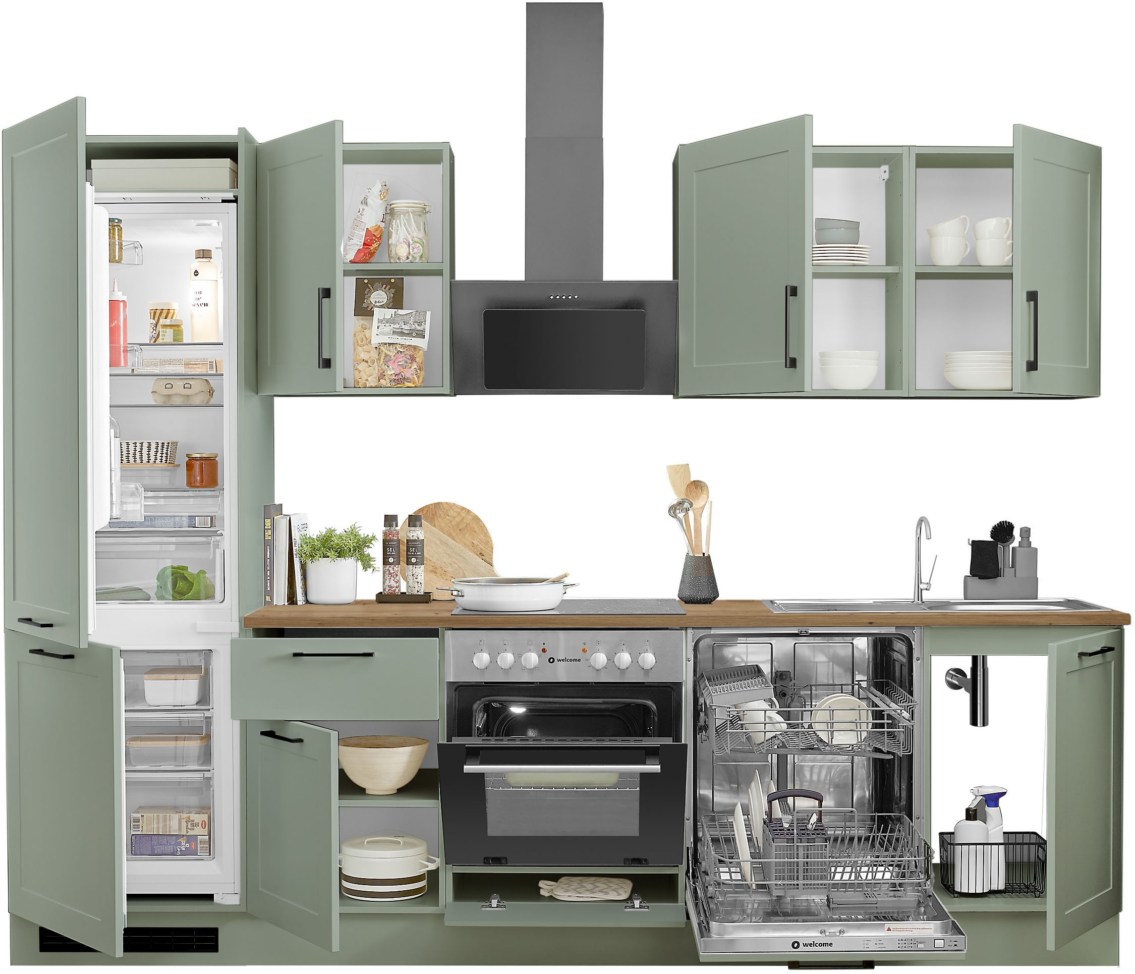 BASIC by Balculina Küchenzeile »Marsi« Breite 280 cm, wahlweise mit E-Geräten, mit Soft-Close-Funktion