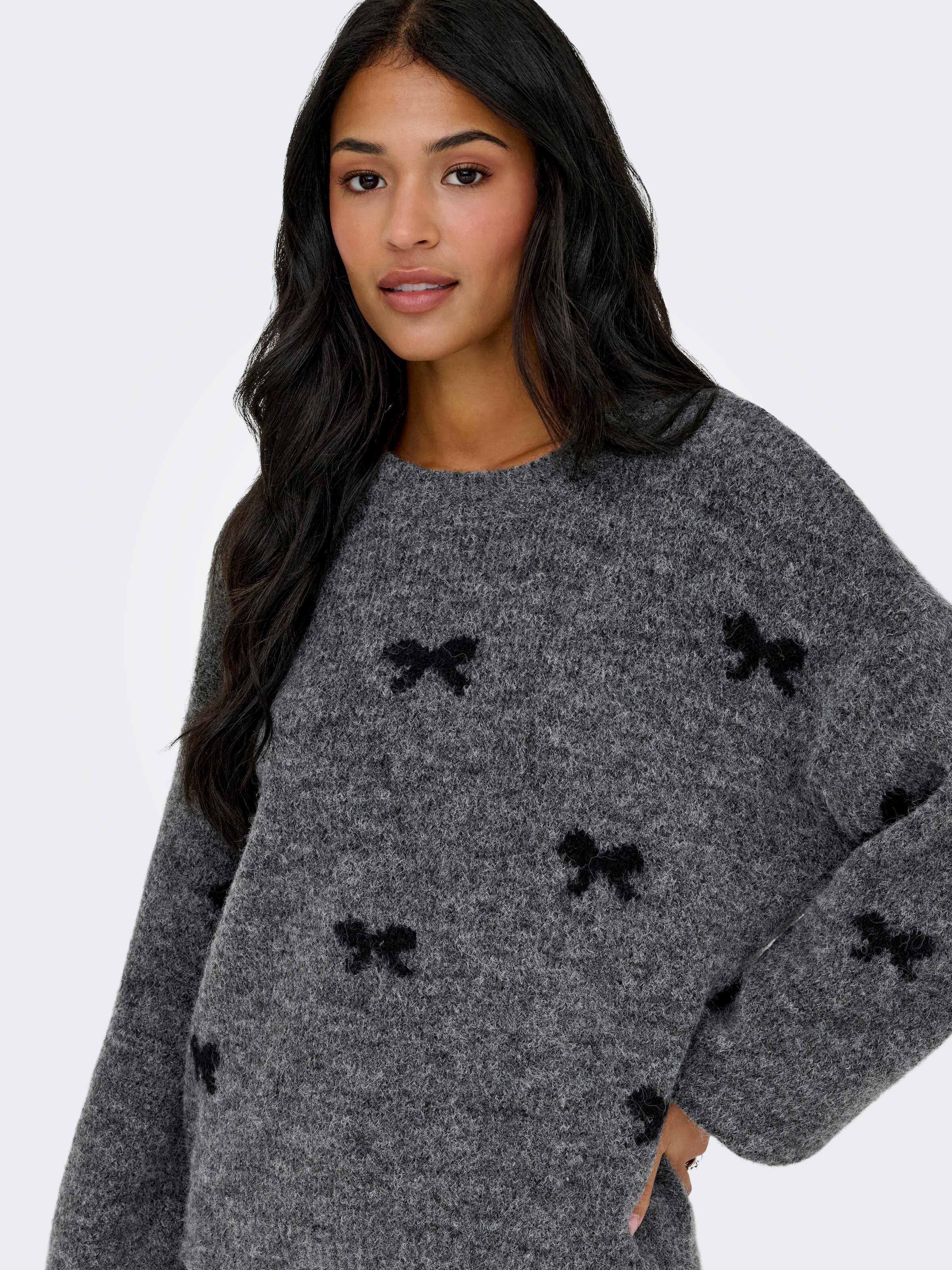 ONLY Rundhalspullover »ONLBRUNHILDA LIFE LS BOW O-NECK KNT«