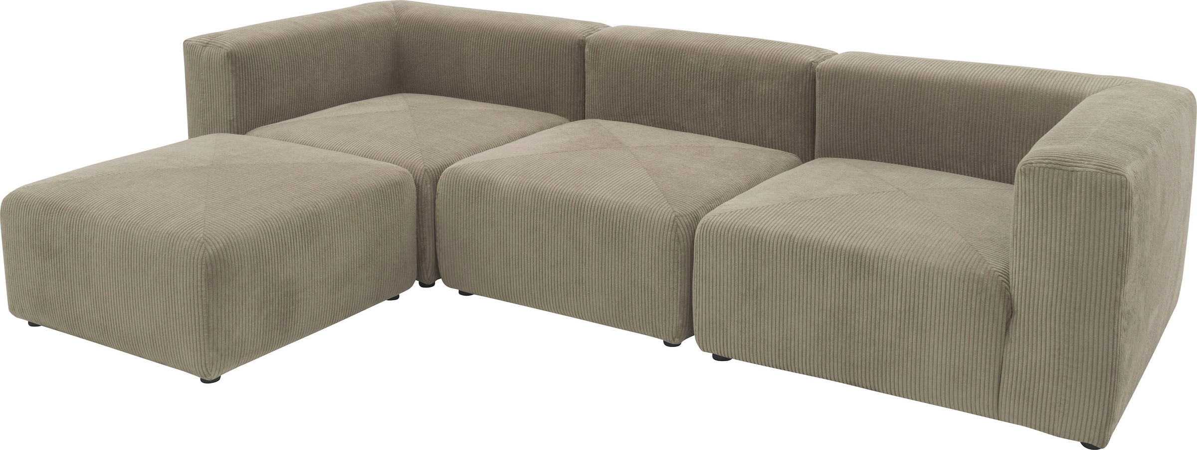 RAUM.ID Ecksofa »Gerrid L-Form« Cord-Bezug, Modulsofa, bestehend aus Eck- und Mittelelement + Hocker