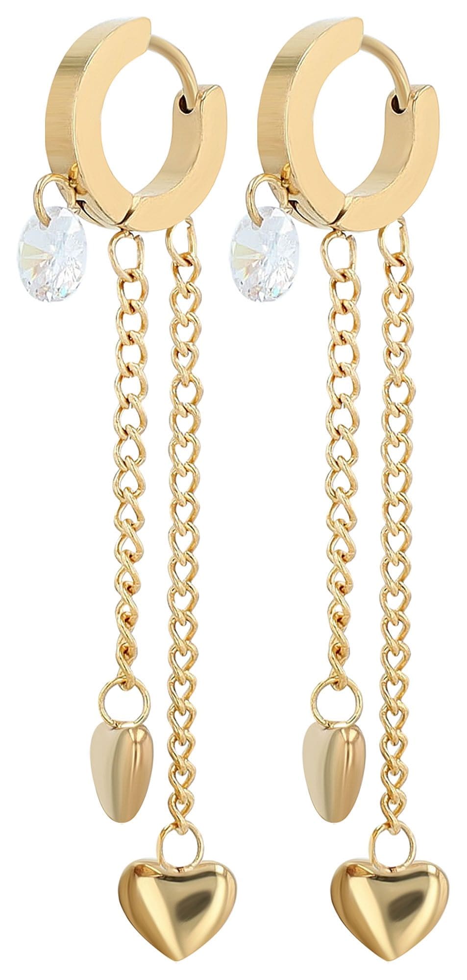 Adelia´s Herzanhänger »Damen Anhänger ¿ Herzanhänger aus Edelstahl mit Strass Steinchen«