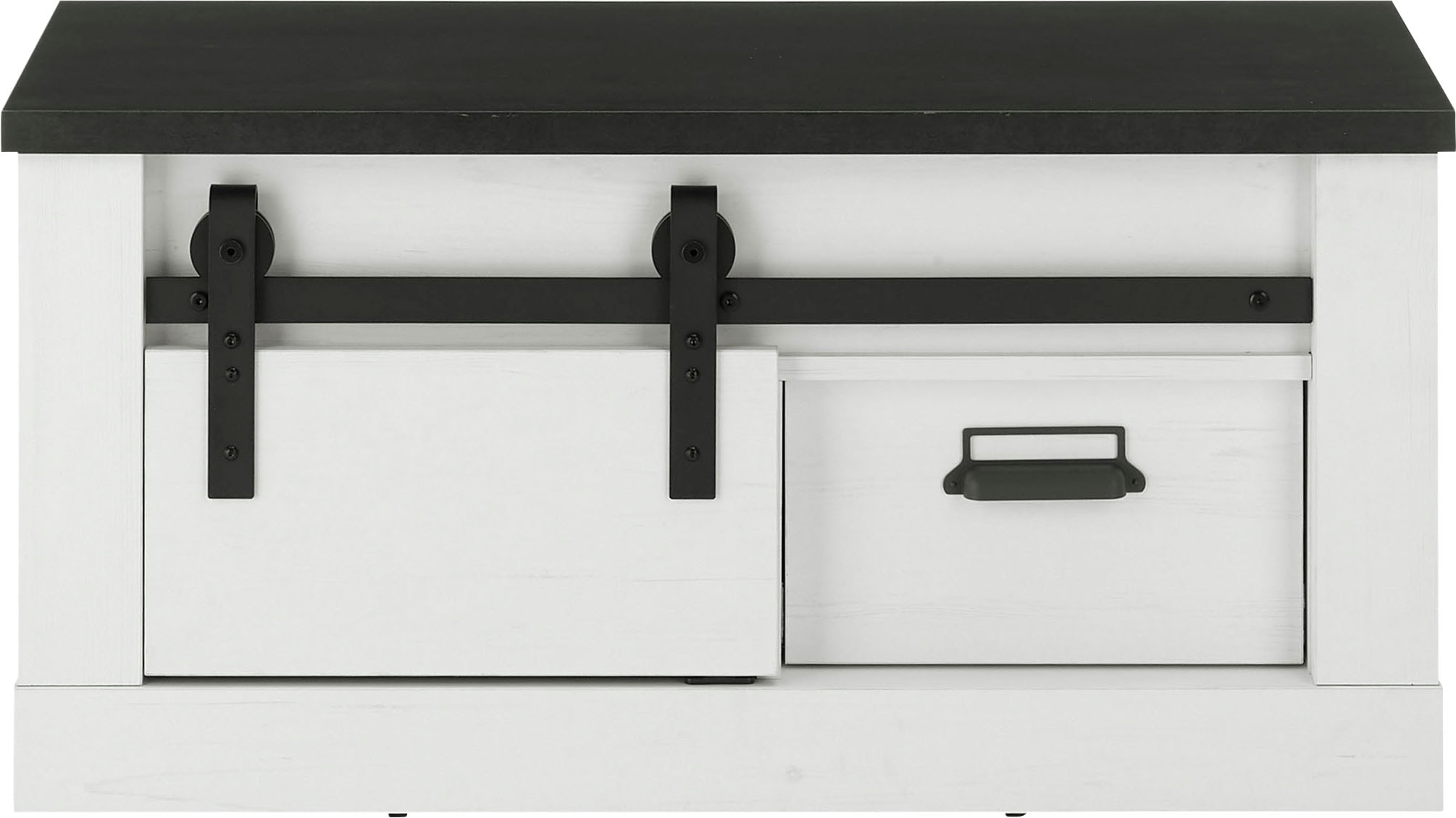 Home affaire Sitzbank »SHERWOOD«, modernes Holz Dekor, mit Scheunentorbeschlag aus Metall, Breite 93 cm