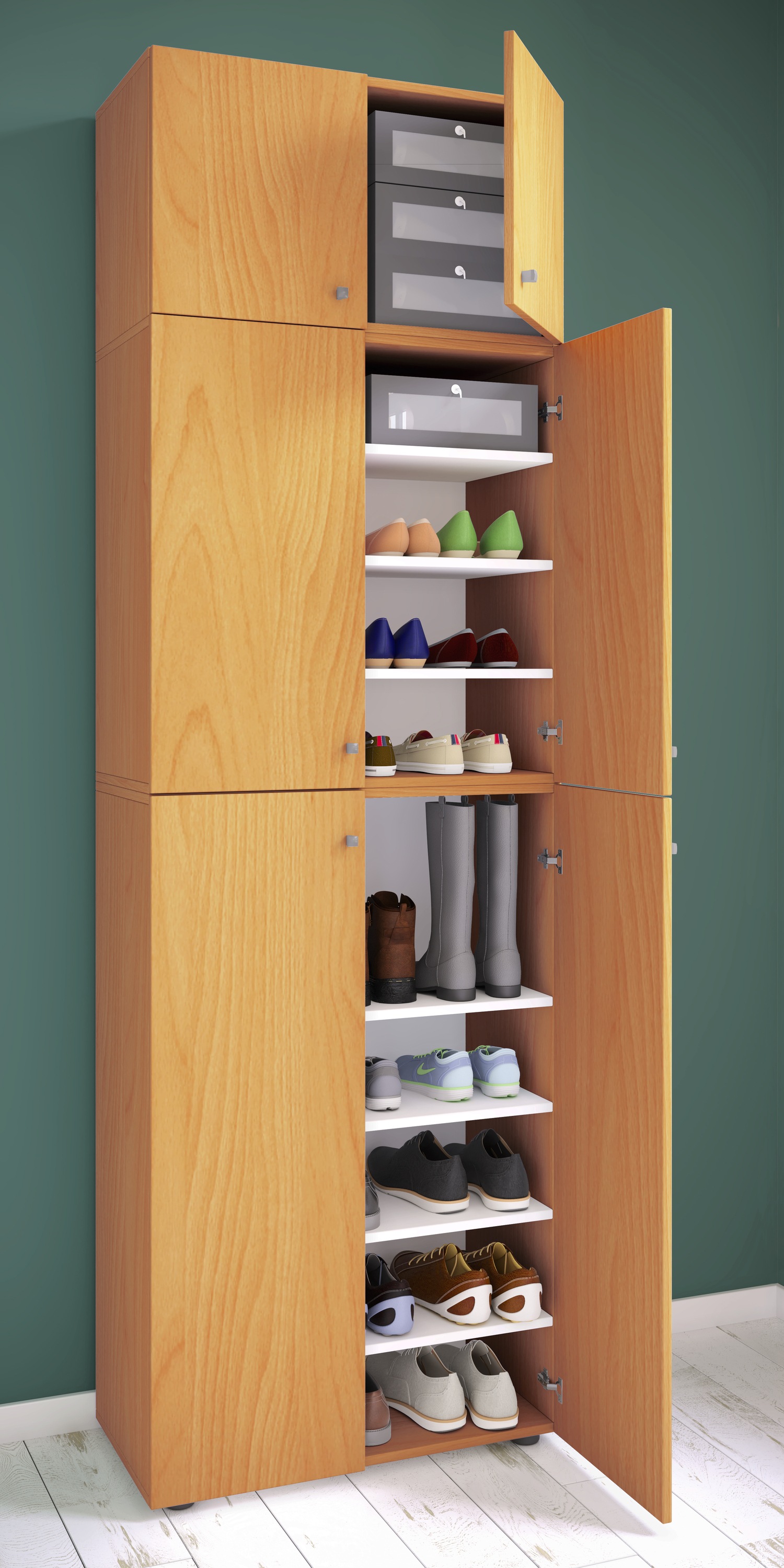 VCM Schuhschrank »Lona«, Schuhschrank, Allzweckschrank | Maße: H. 240 x B. 70 x T. 39 cm | Aufsatz mit 2 Türen