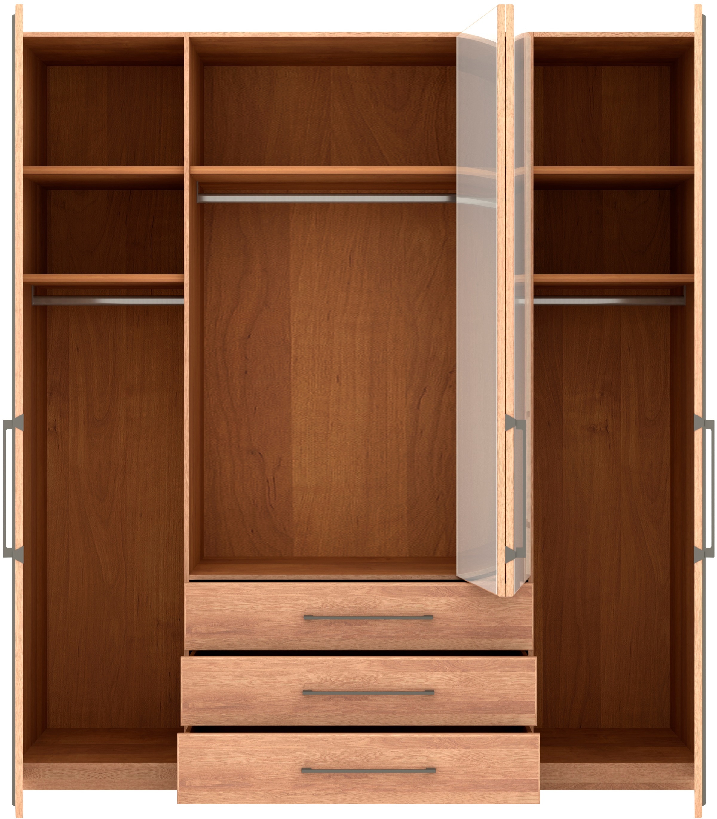 Musterring Drehtürenschrank »Sorrent, Kleiderschrank, teilmassiv Eiche«, (mit Türdämpfern, mit Schubladen, extra Böden, MADE IN GERMANY), Türen in Eiche massiv und als Parsol-Bronze-Spiegel, mit Schubkästen