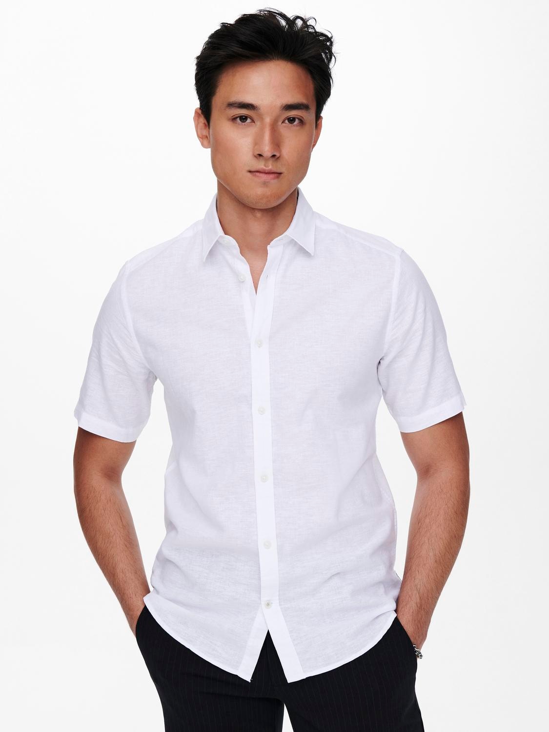 ONLY & SONS Kurzarmhemd »ONSCAIDEN SS SOLID LINEN SHIRT NOOS«