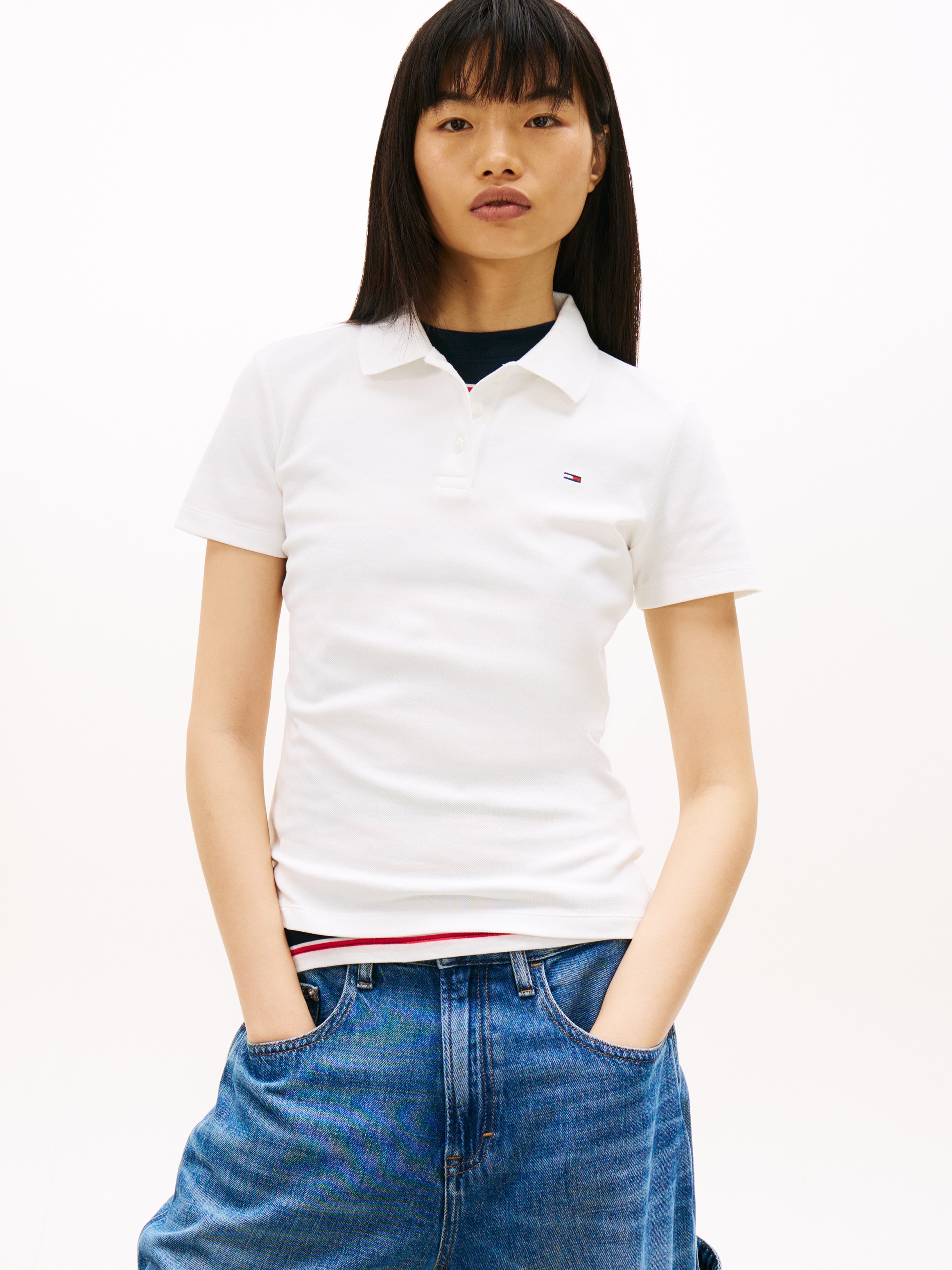 Tommy Jeans »TJW SLIM ESSENTIAL POLO SS« mit Logostickerei