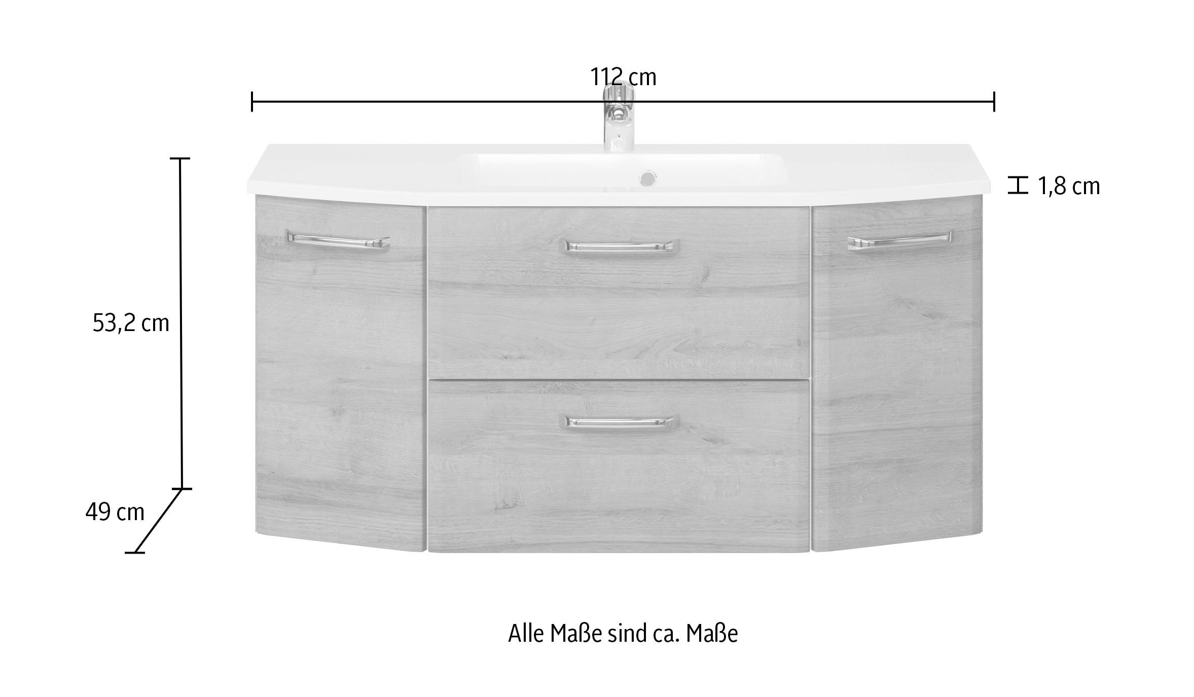 Saphir Waschtisch »Quicket 318, mit Keramikbecken, 112cm breit« 2 Stk. tlg.