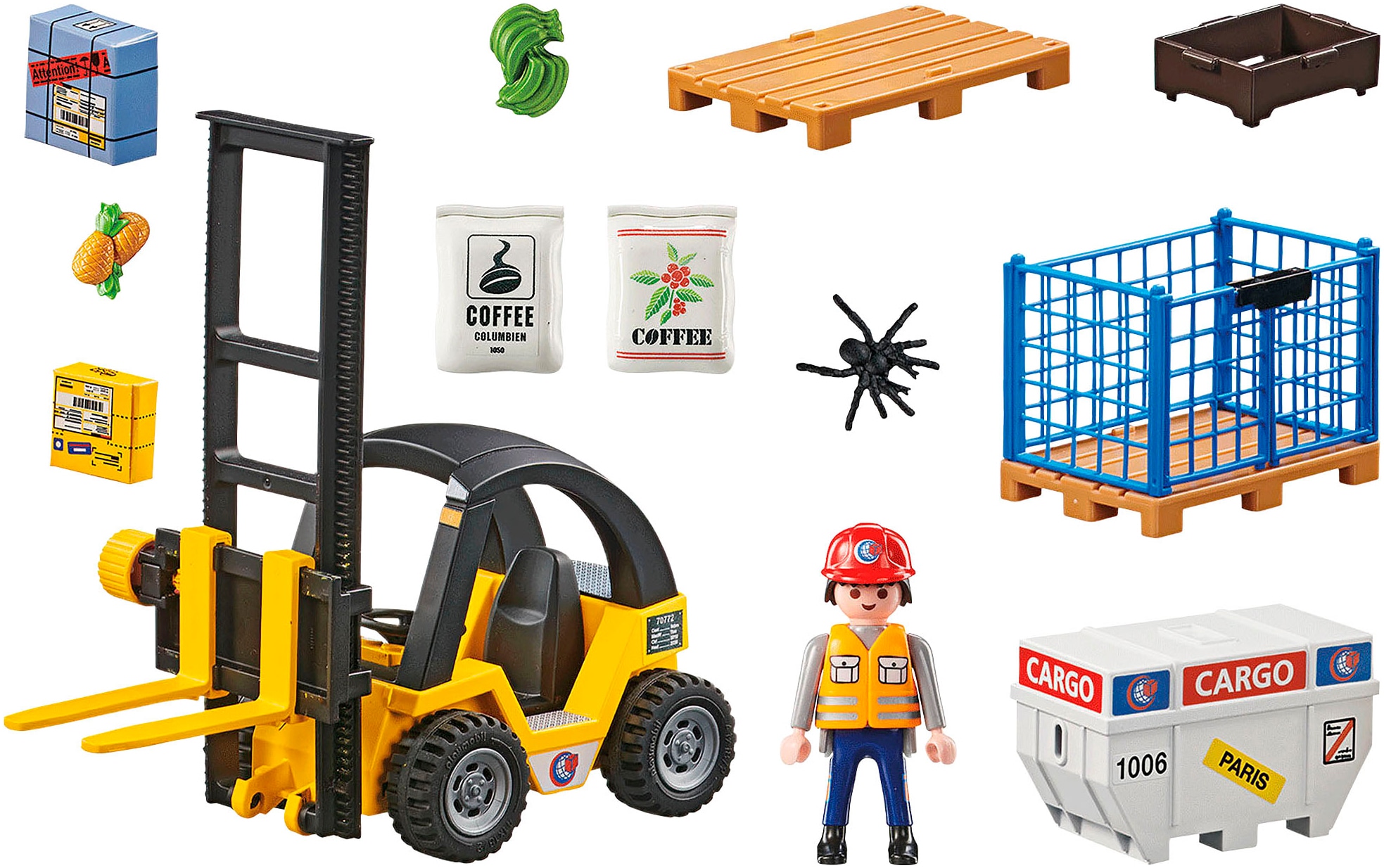 Playmobil® Konstruktions-Spielset »Gabelstapler mit Fracht (71528), My Life«, (40 St.), Made in Germany