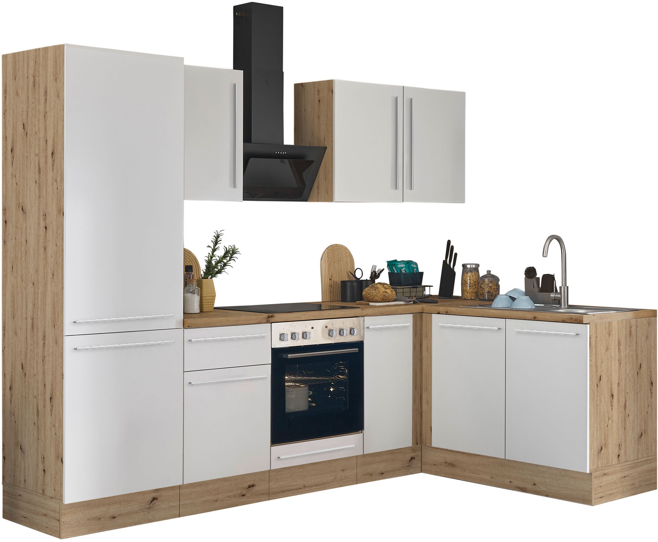 KOCHSTATION Winkelküche »Florida, Stellbreite 270x165 cm«, wahlweise mit E-Geräten, mit Softclose für Türen und Schubkästen