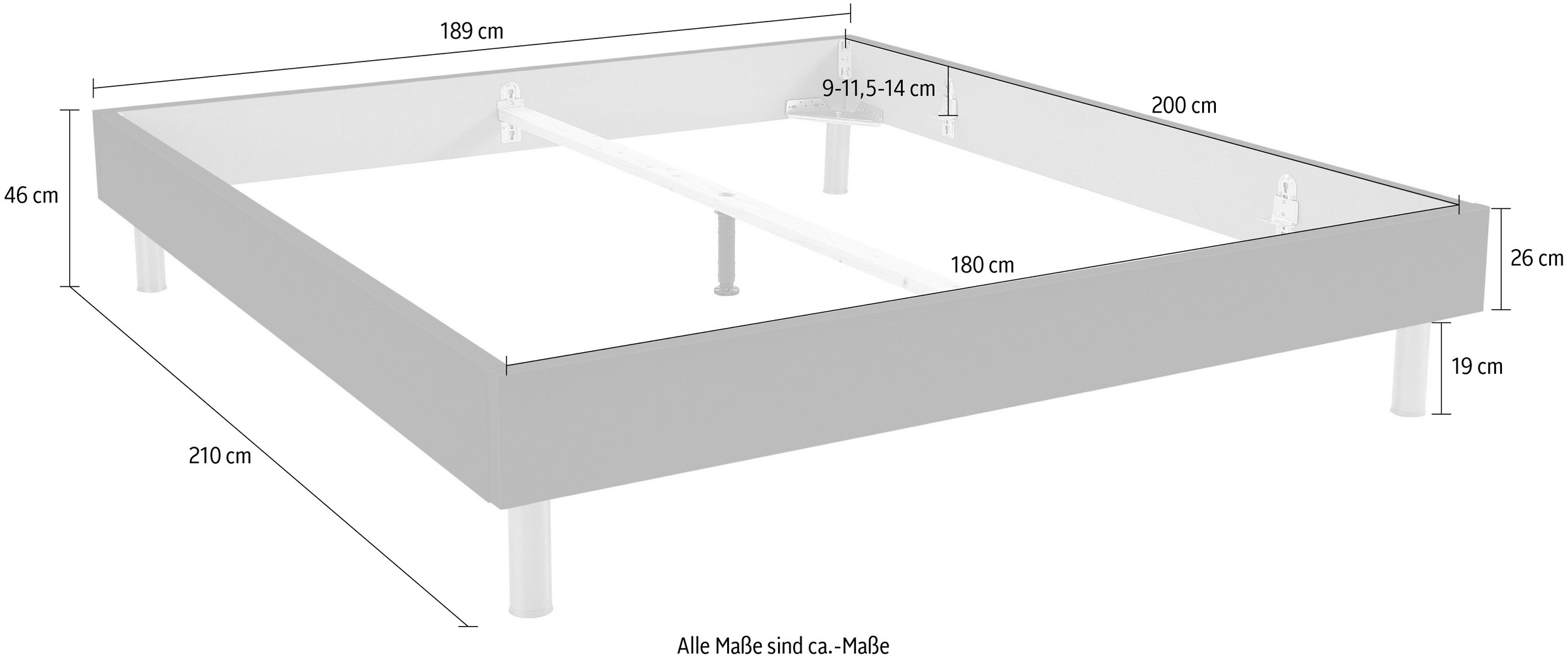 Wimex Bett »Easy, große Auswahl an Größen und Farben, auch in Komforthöhe«, (Made in Germany), ohne Kopfteil, ideal unter Dachschrägen oder Fenster