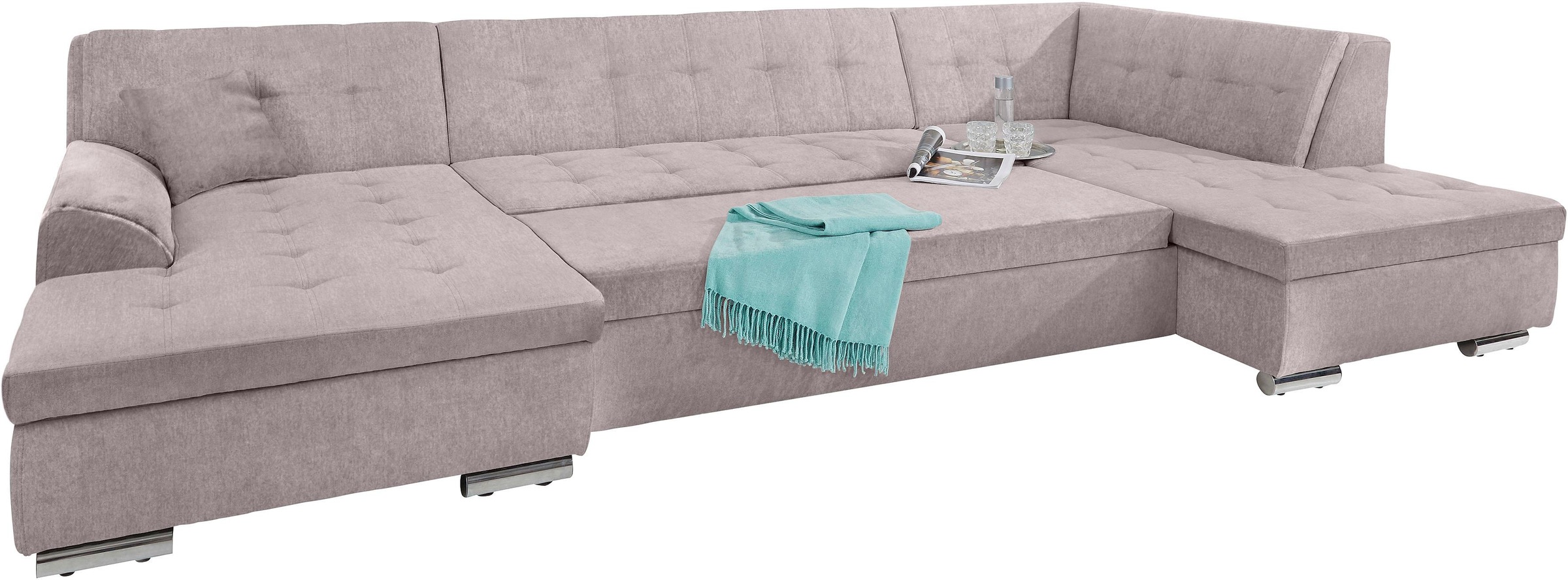 DOMO collection Wohnlandschaft »Aversa U-Form«, wahlweise mit Bettfunktion, frei im Raum stellbar
