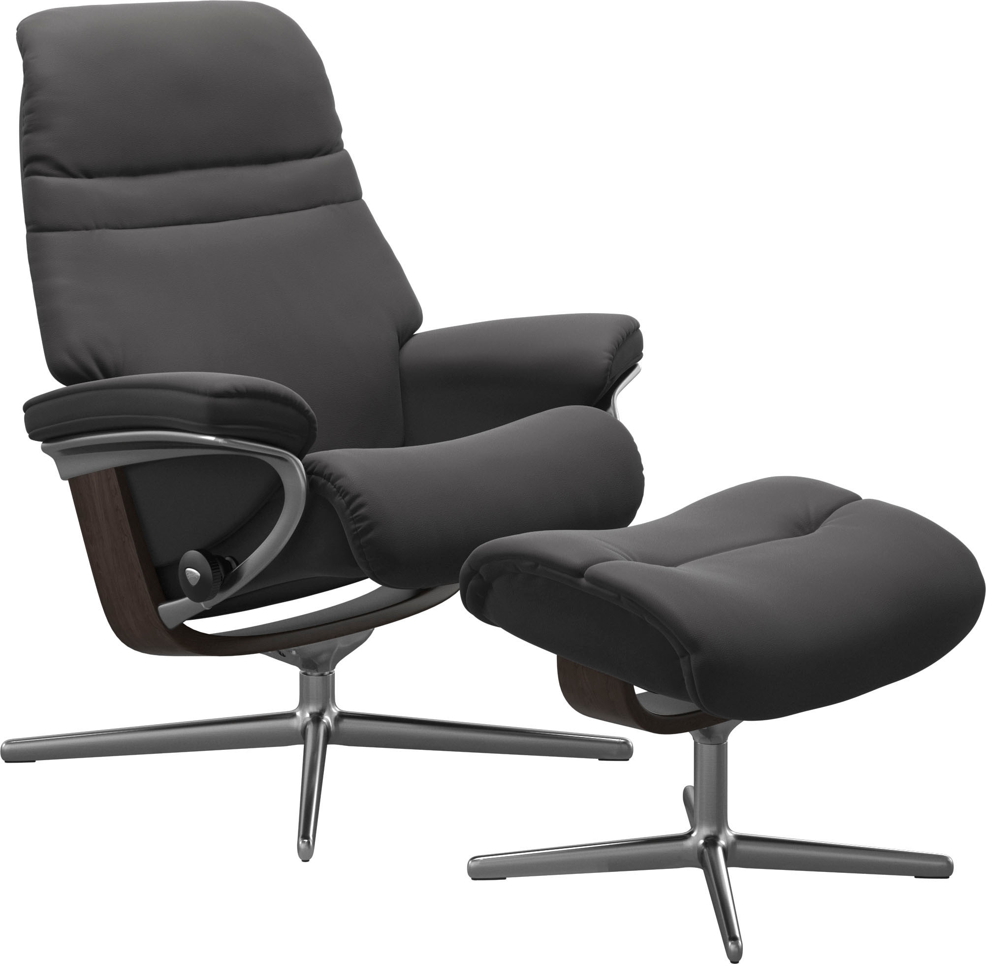 Stressless® Relaxsessel »Sunrise«, (Set, Relaxsessel mit Hocker), mit Hocker, mit Cross Base, Größe S, M & L, Holzakzent Wenge