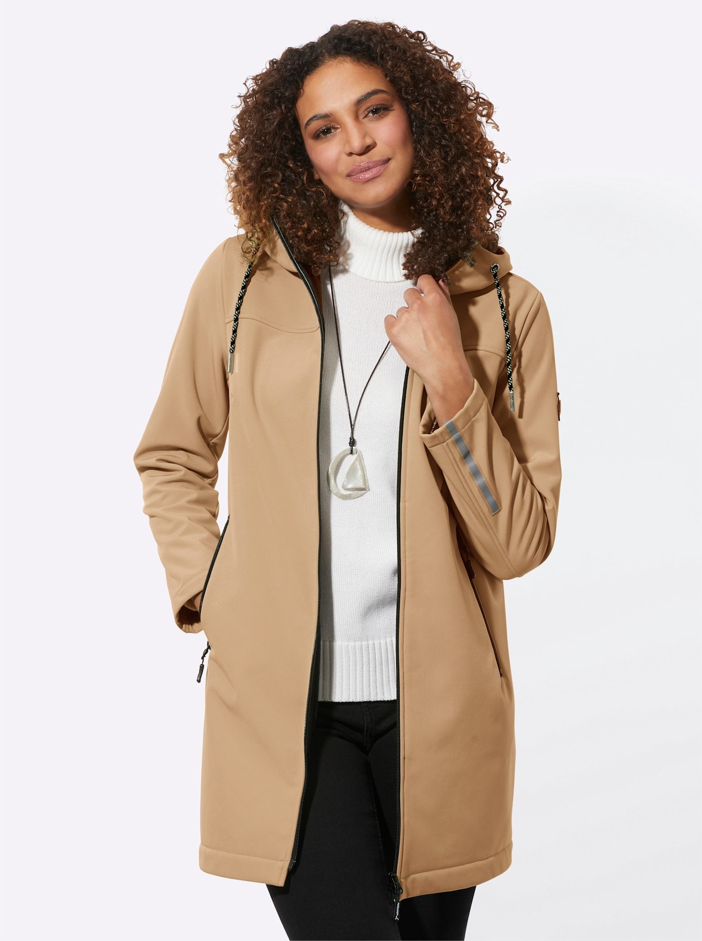 Casual Looks Damen Softshelljacke mit Kapuze in braun, Größe 52