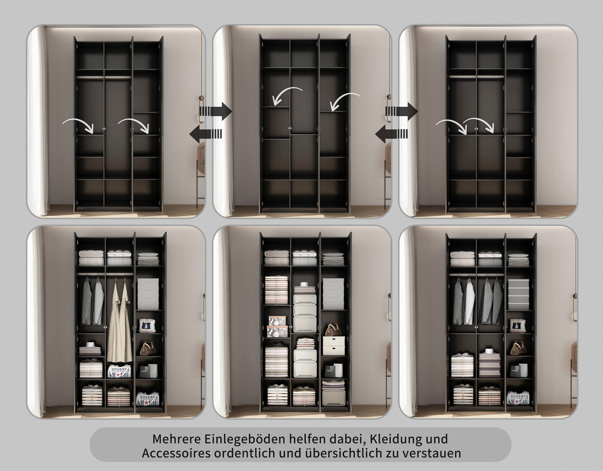 OTTO home Kleiderschrank »Jorella Schlafzimmerschrank Garderobe mit Softclose« eleganter Schlafzimmerschrank Rillendesign Trend Breite 121cm