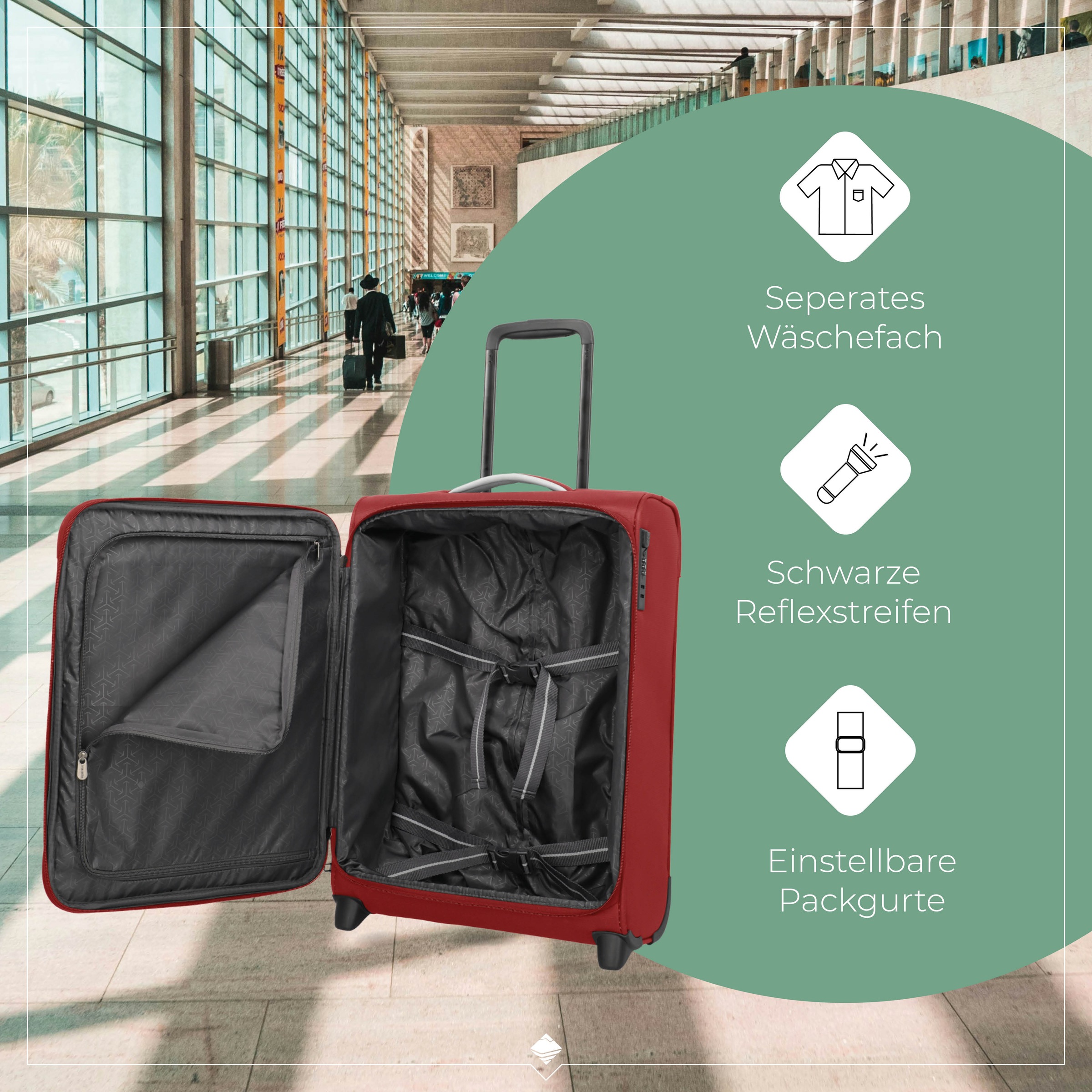travelite Handgepäck-Trolley »JETPACK Multi Light 2 Cabin Handgepäck Koffer« 41 l 2 Rollen Weichgepäck, passend für Ryanair, Condor und viele gängige Airlines