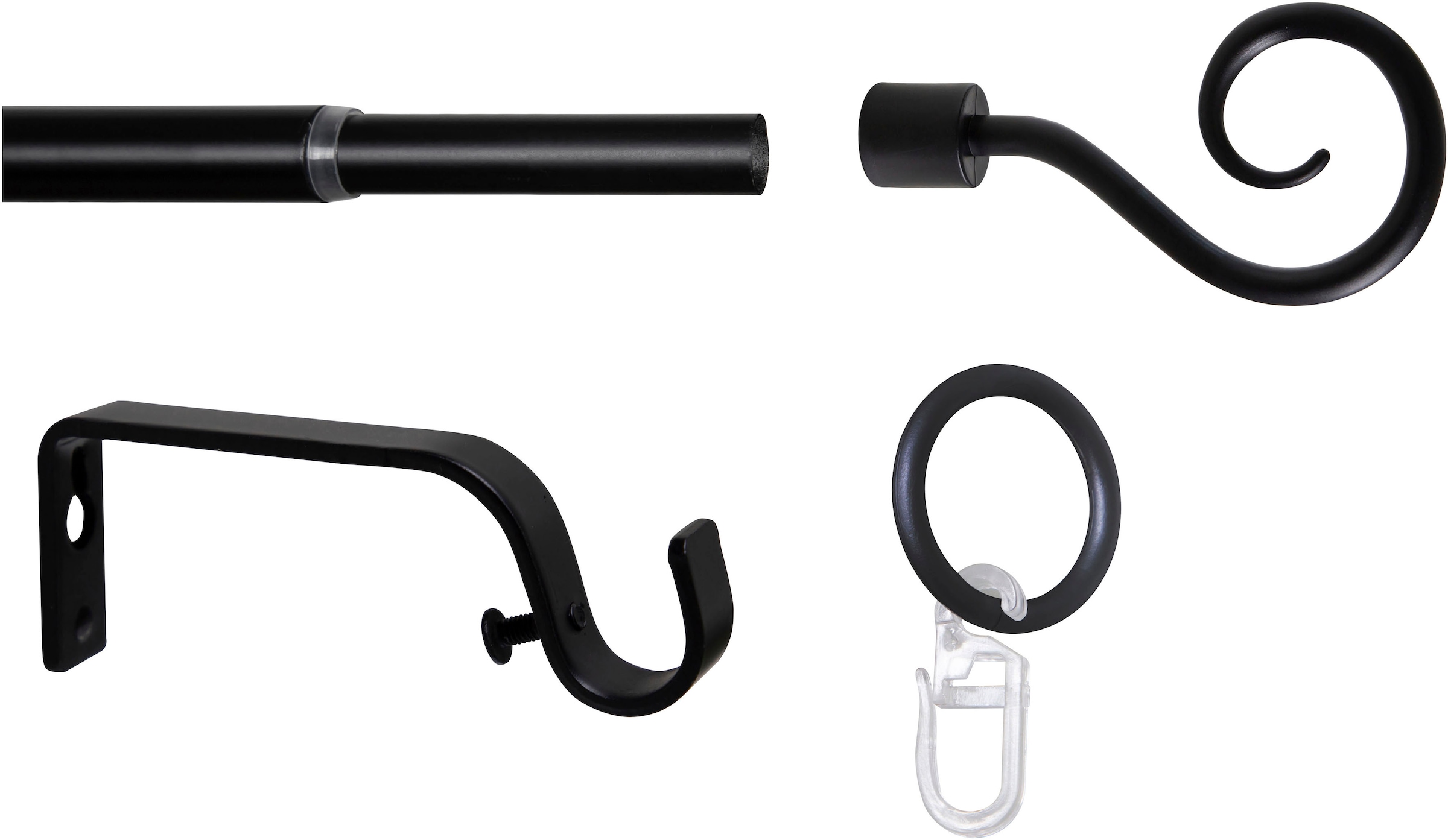 mydeco Gardinenstange »Hook« 1 läufig-läufig ausziehbar