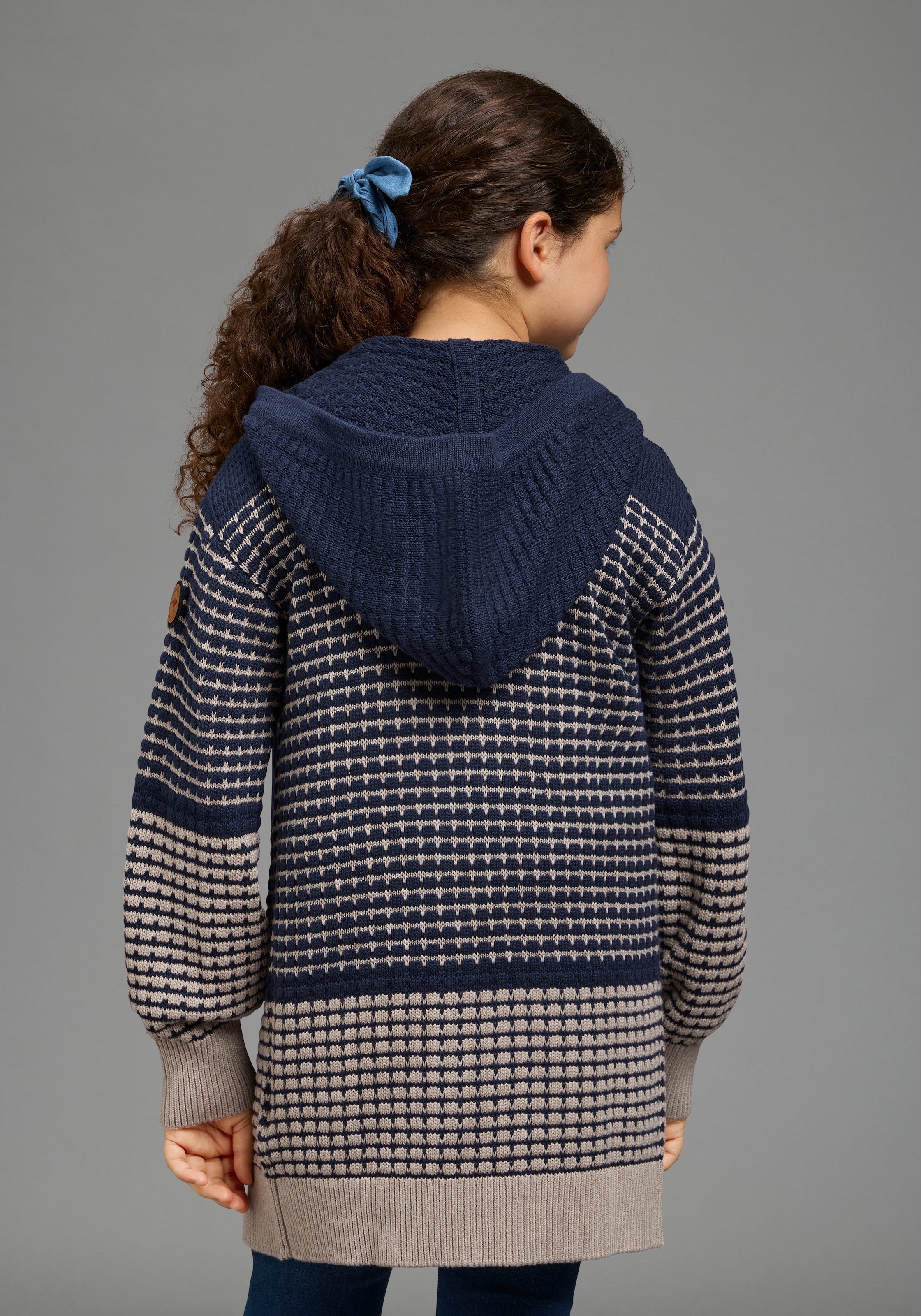 KangaROOS Strickjacke »Long-Strickjacke mit modischen Ringelmuster von KangaROOS« Lange Strickjacke, lässig geschnitten, Grobstrick-Qualität