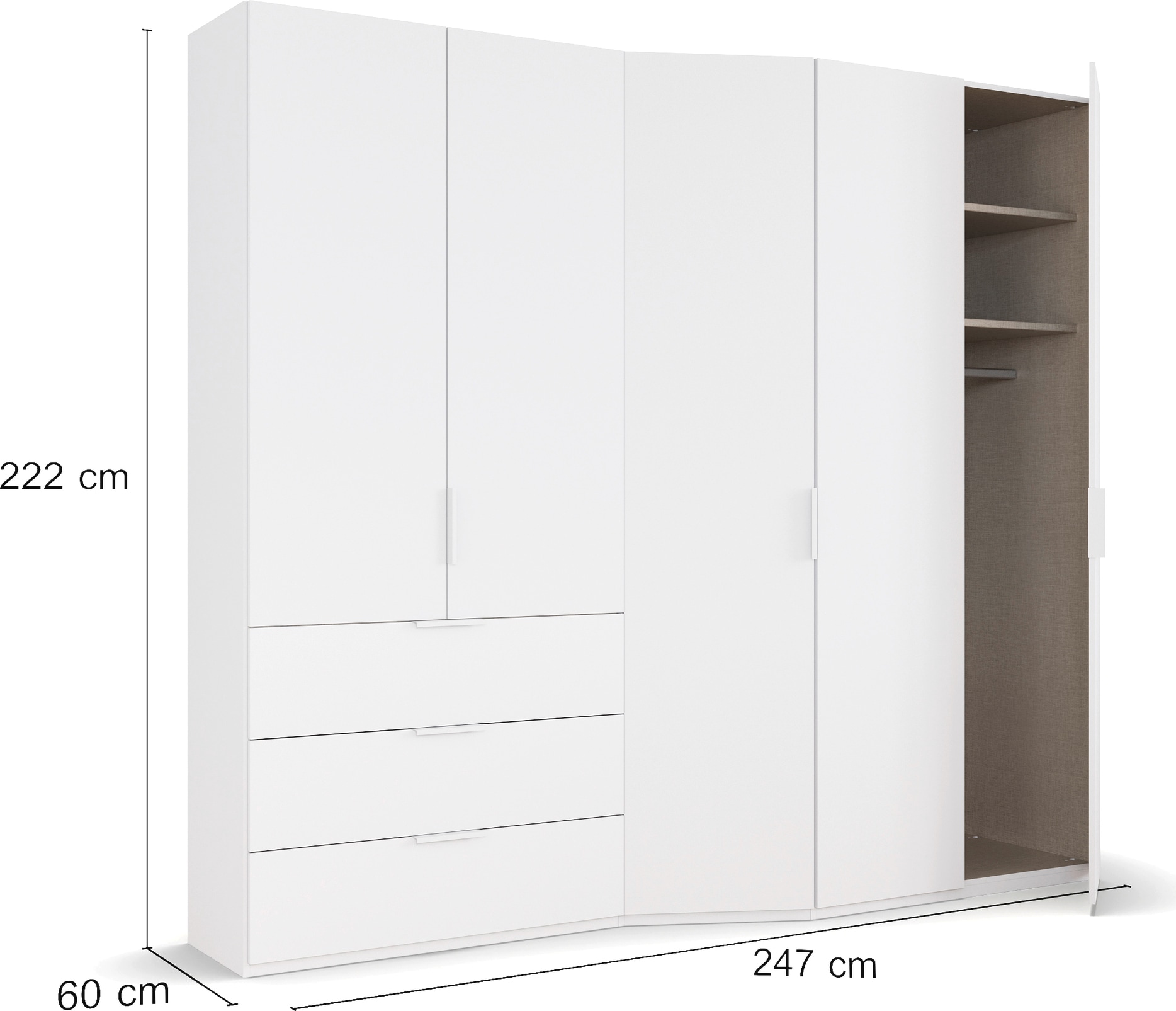 rauch Drehtürenschrank »Kleiderschrank Schrank Garderobe Wäscheschrank WAVE« in 2 unterschiedlichen Tiefen, mit Soft-Close Funktion MADE IN GERMANY