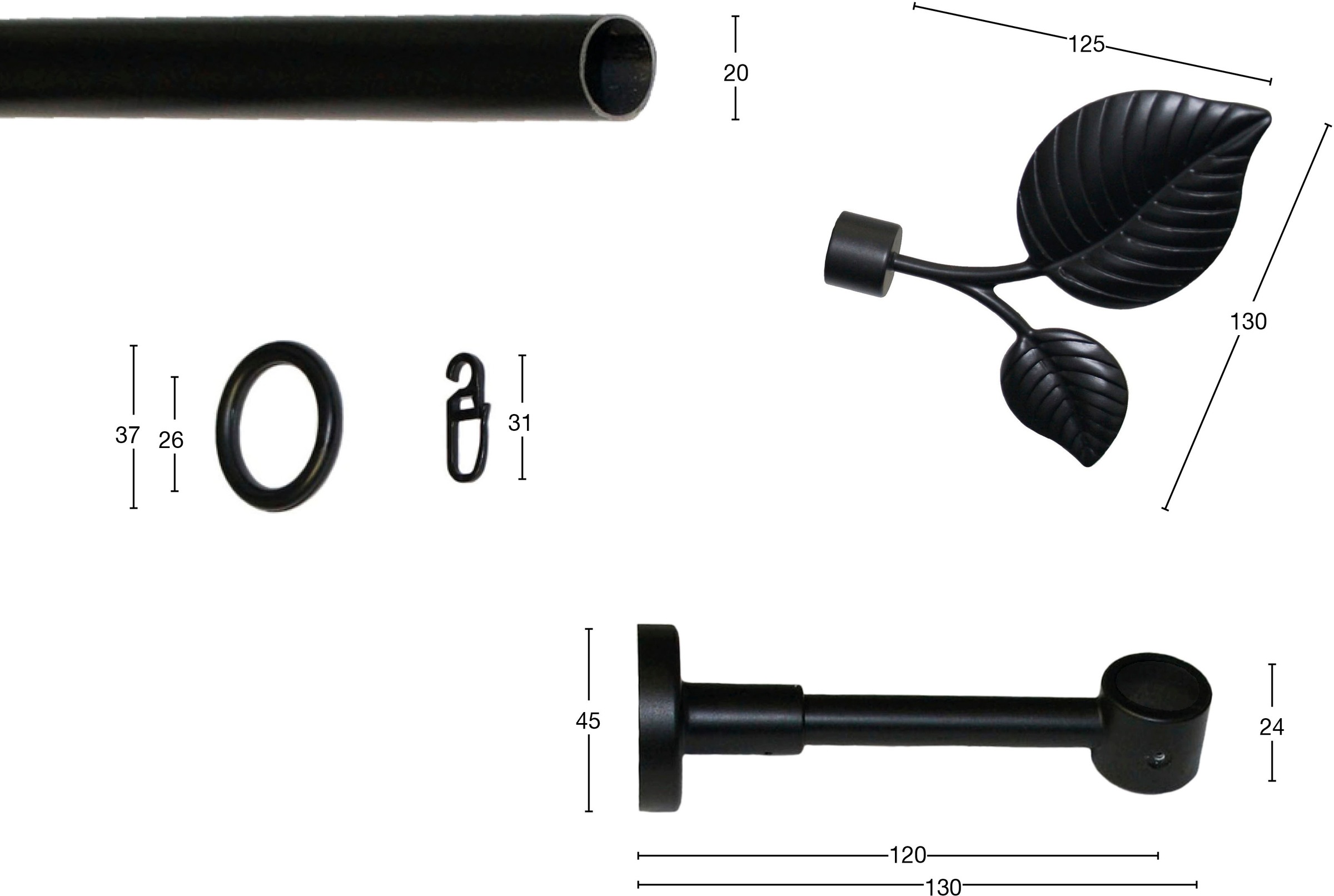 GARESA Gardinenstange »BLATT«, 1 läufig-läufig, Wunschmaßlänge, Kunststoff, Durchmesser  20 mm, einfache Montage, verlängerbar kaufen bei OTTO
