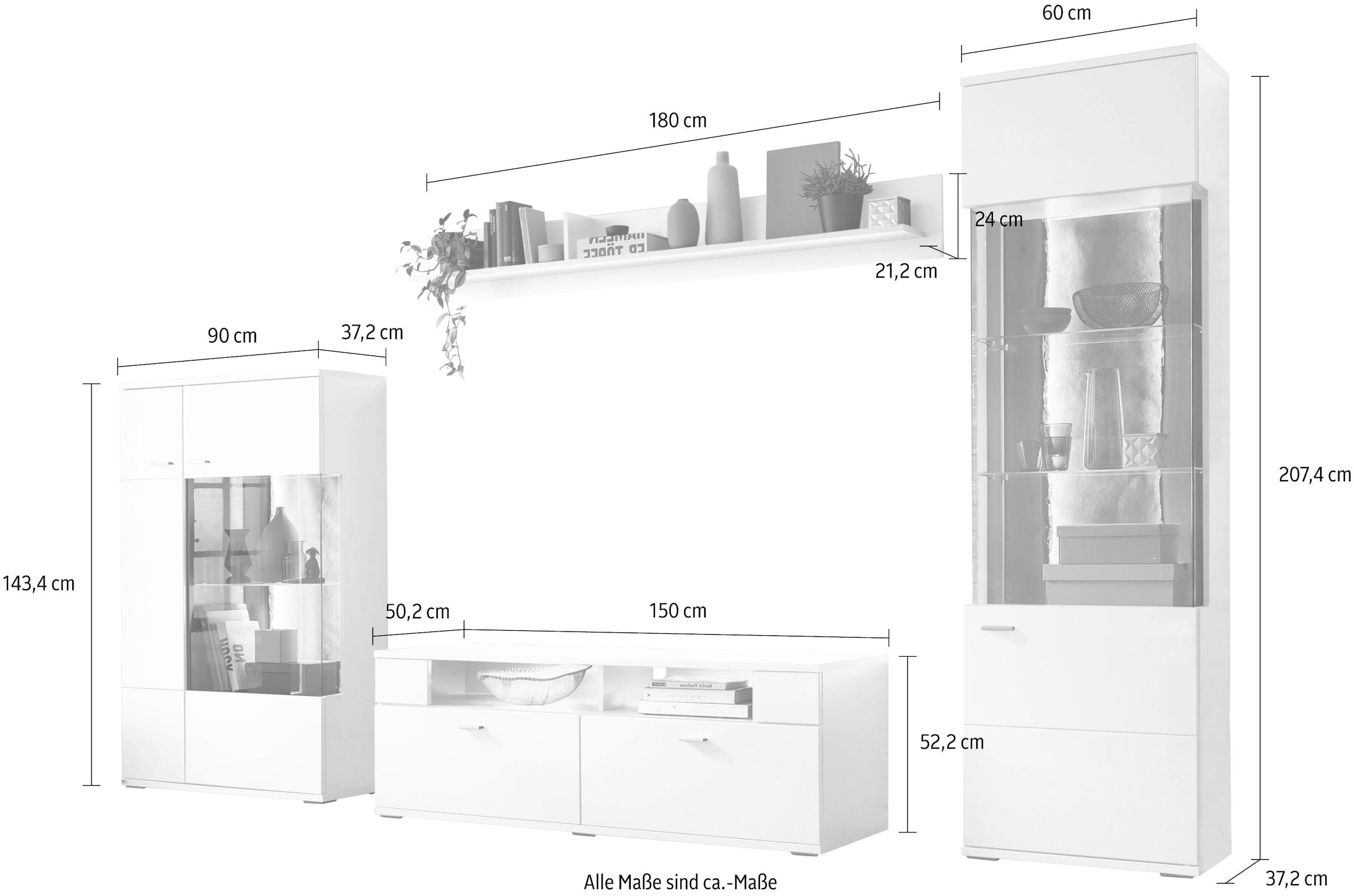 set one by Musterring Wohnwand »TACOMA«, (Set, 4 St.), Typ 52, mit Wandboard