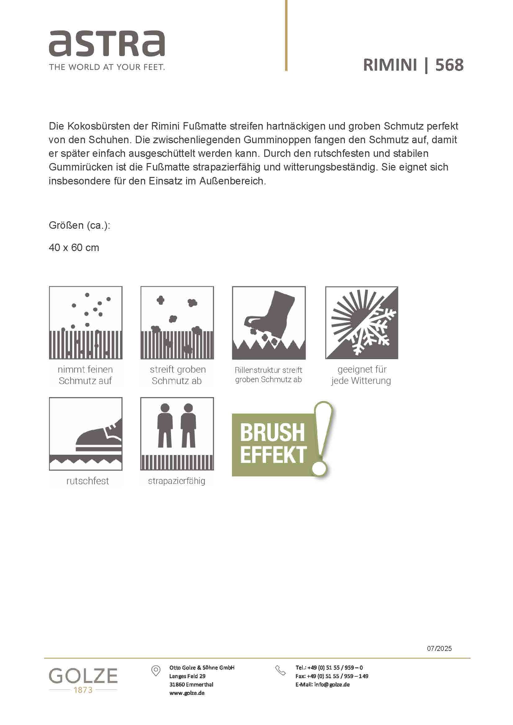 ASTRA Fußmatte »Rimini« rechteckig 30 mm Höhe Schmutzfangmatte, In- und Outdoor geeignet, 40x60 cm