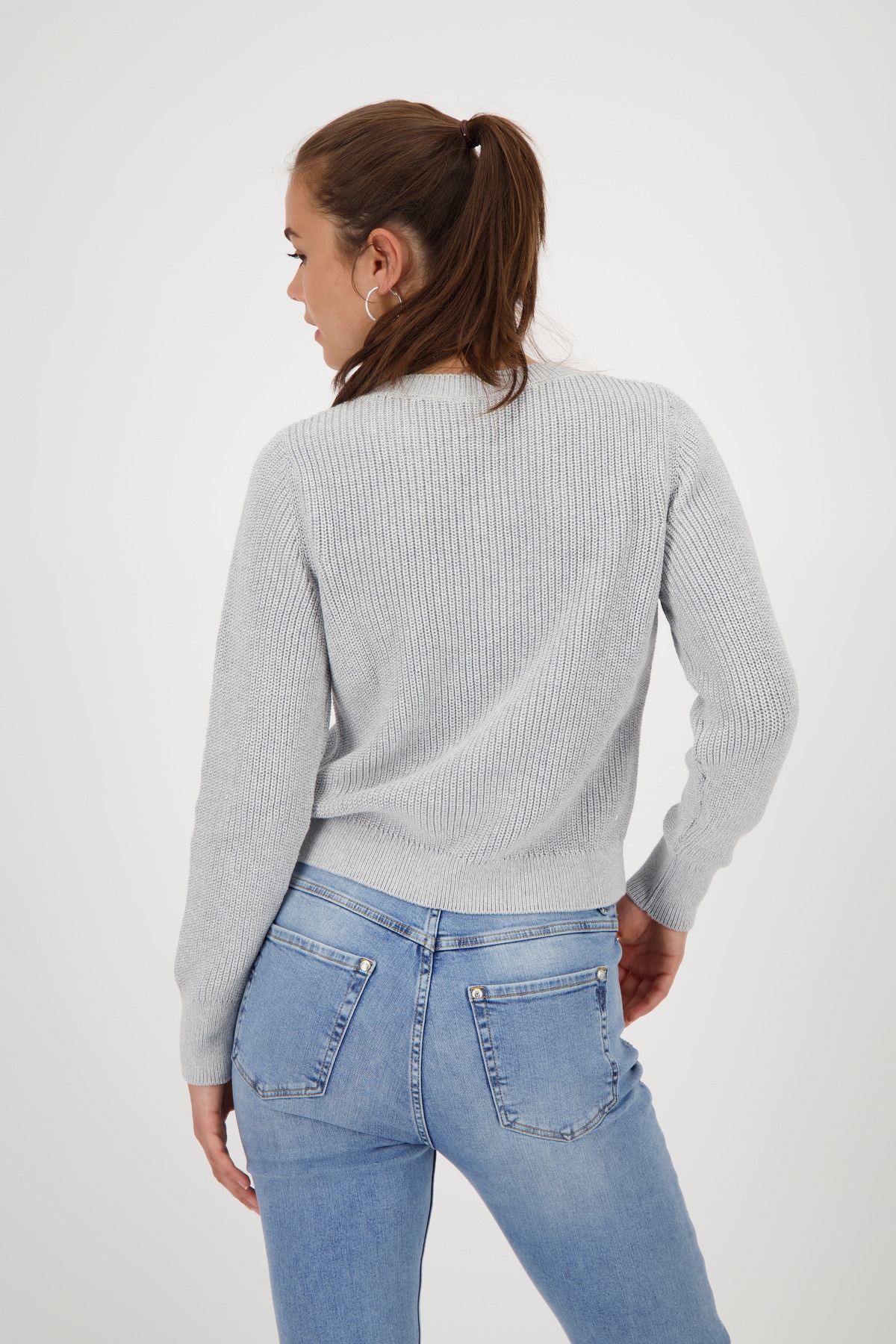 Monari Strickpullover »Pullover Basic Lurex«, Mit Rundhalsausschnitt