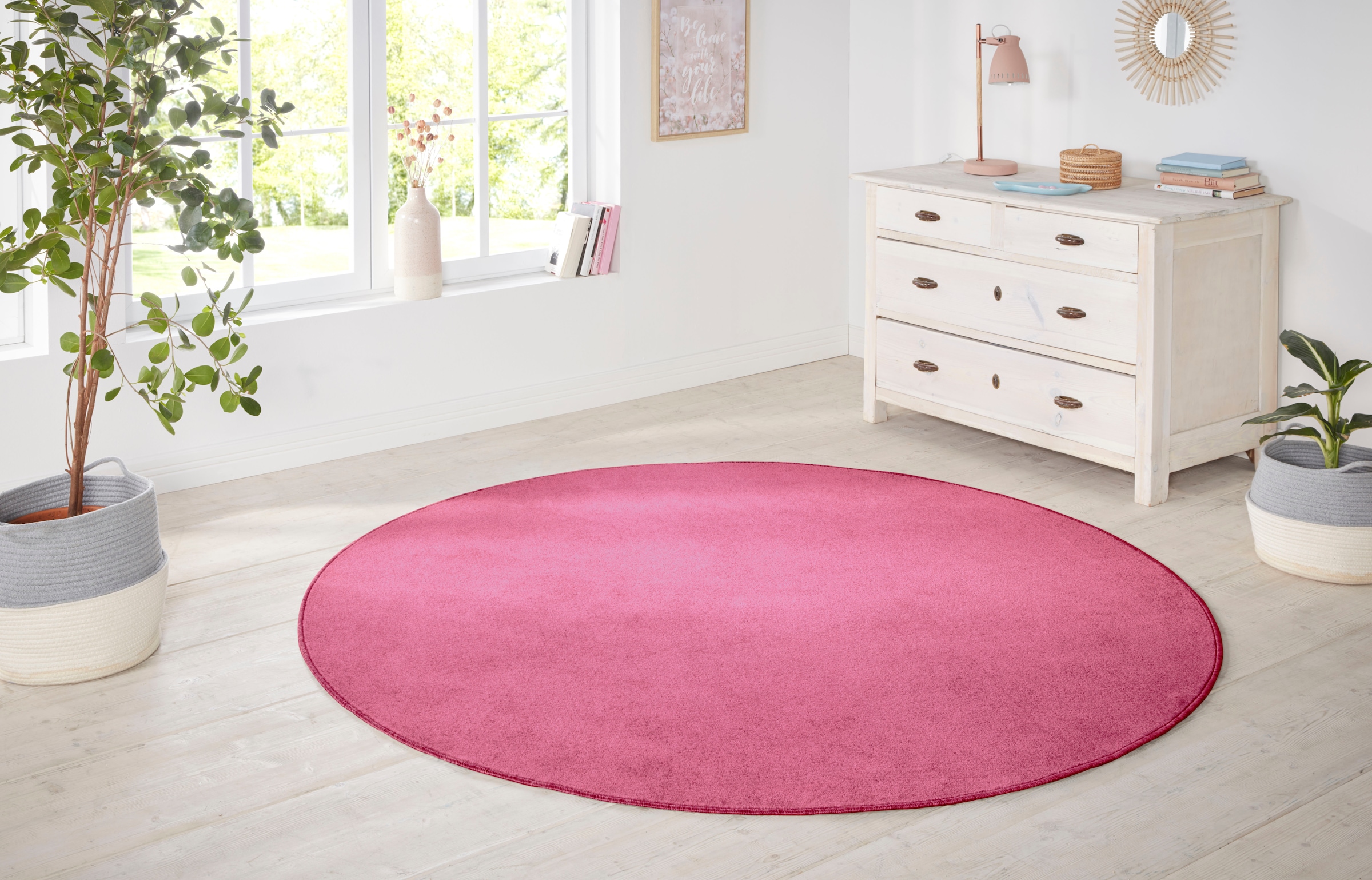 HANSE Home Teppich »Shashi«, rund, 8,5 mm Höhe, Kurzflor, Unifarben, Teppich, Weich, Esszimmer, Kinderzimmer, Flur