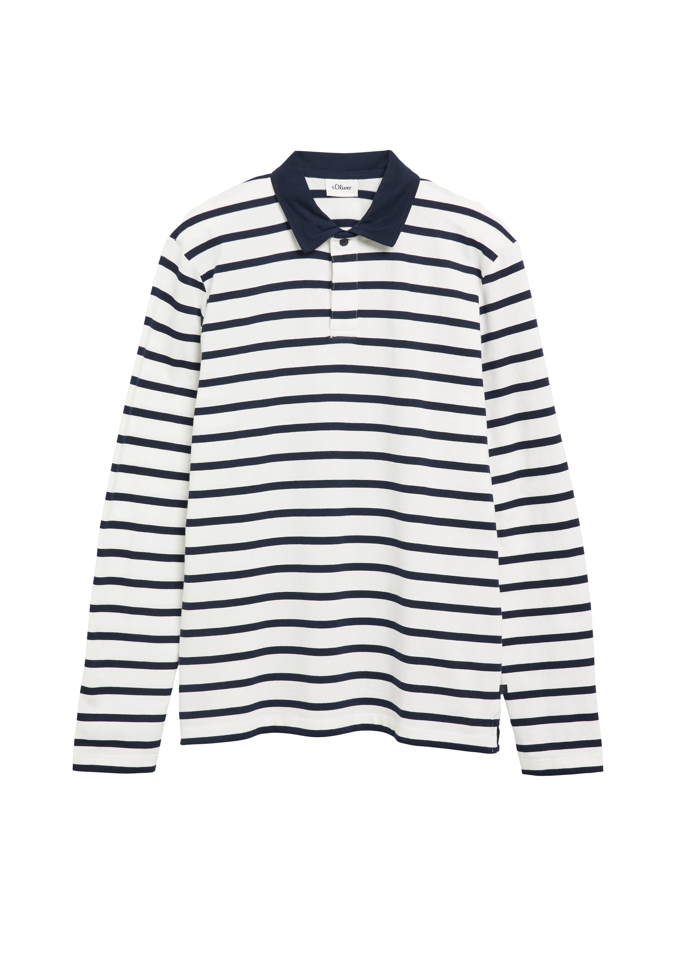 s.Oliver Langarm-Poloshirt im Streifen-Look / Baumwolle