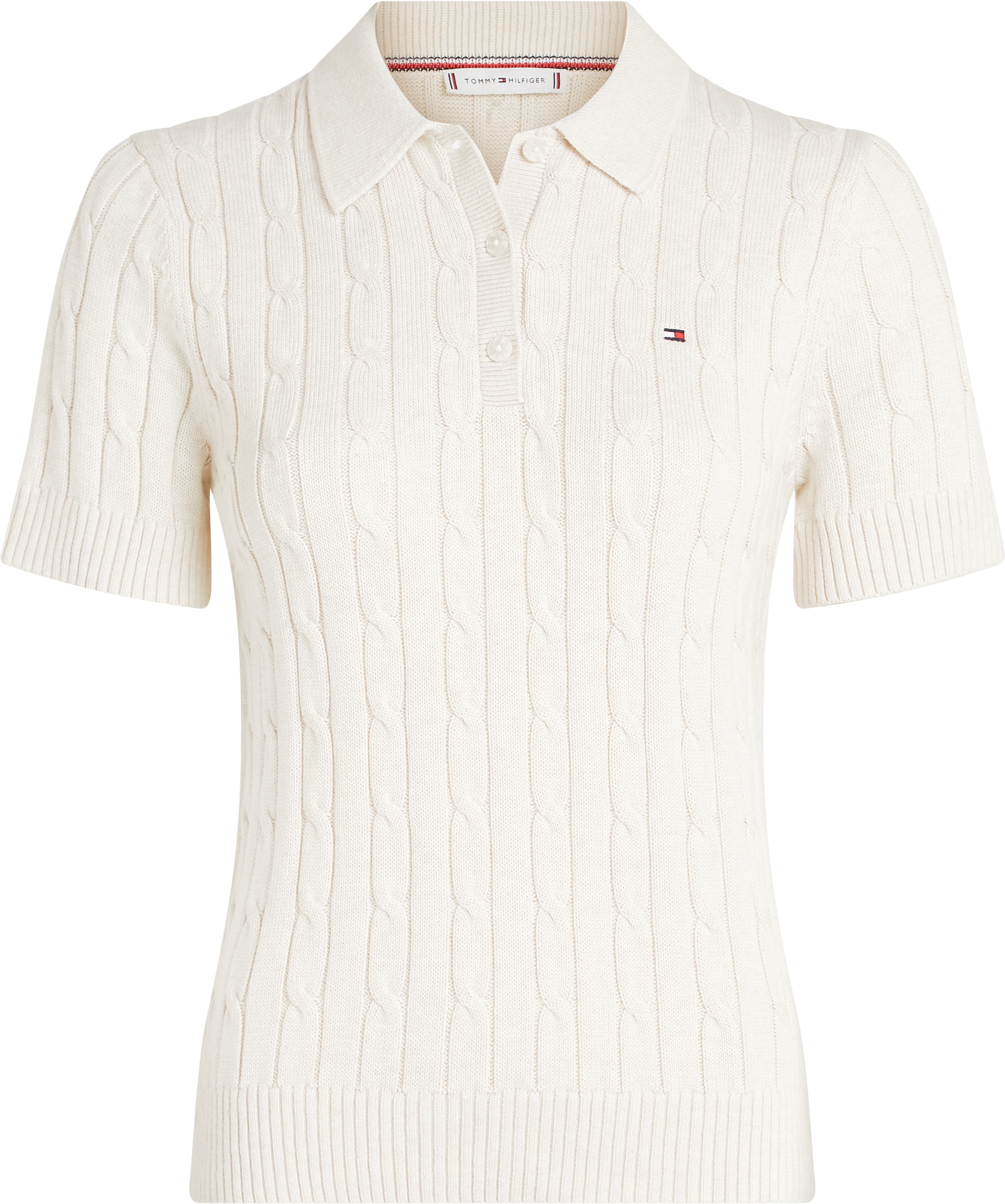 Tommy Hilfiger Polokragenpullover »CO CABLE MID GG SS POLO SWT«, mit Zopfmuster