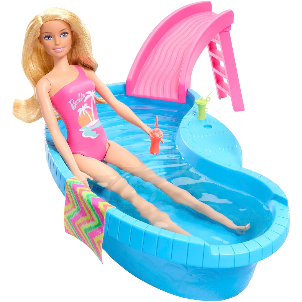 Barbie Anziehpuppe »mit Pool«, inklusive Rutsche