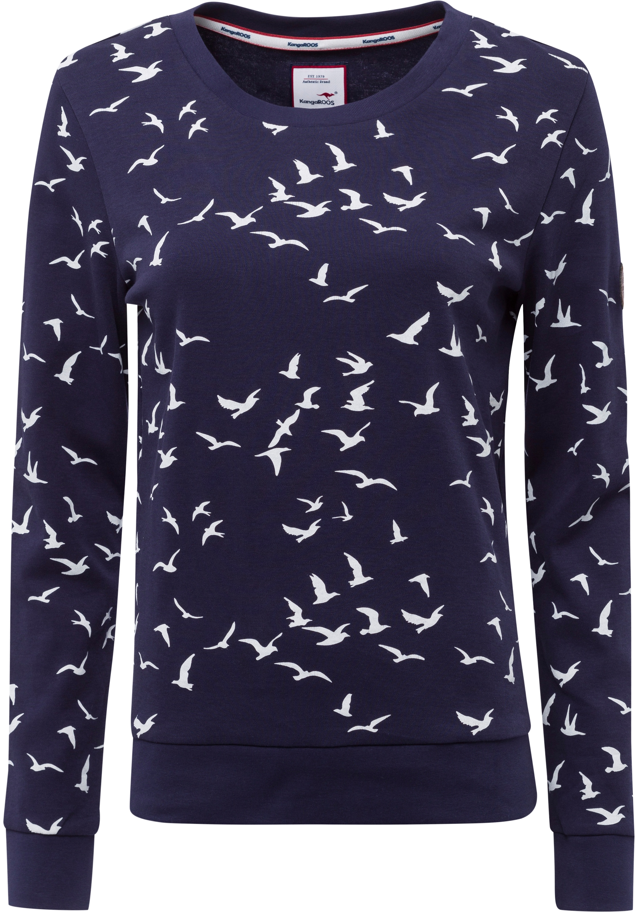 KangaROOS Sweatshirt, Langarm, figurumspielender Schnitt, bedruckt, Rundhalsausschnitt