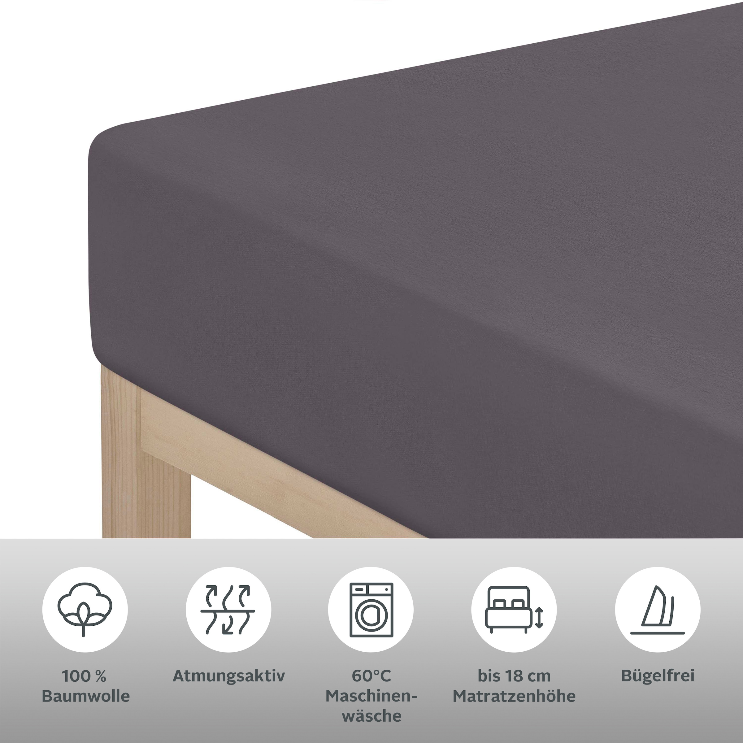 OTTO home Spannbettlaken »PHYSALIS in BASIC und PREMIUM Qualität, 100% Baumwolle« für Matratzen bis 18 cm Höhe, Bettlaken, Spannbetttuch, pflegeleicht
