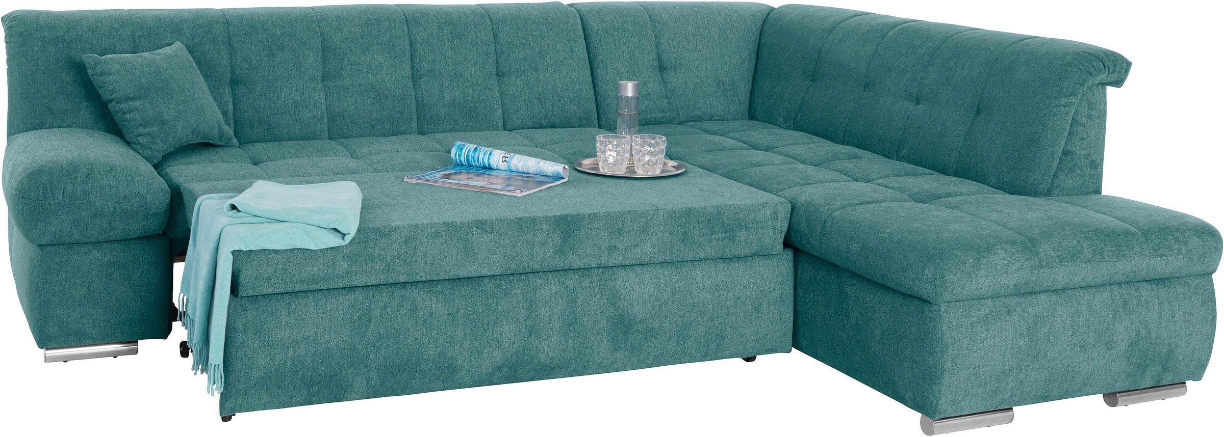DOMO collection Ecksofa »Mona L-Form«, wahlweise mit Bett- und Armlehnfunktion