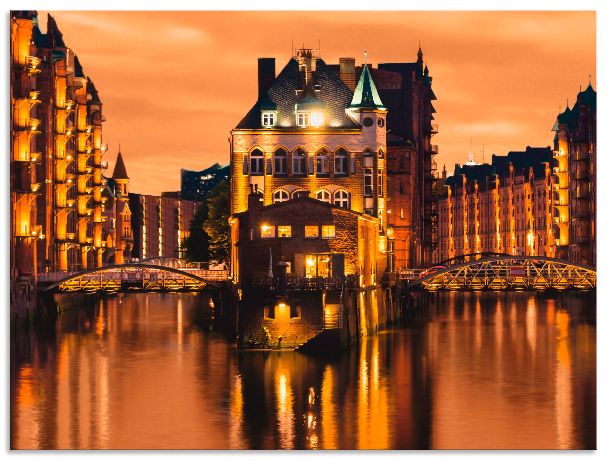 Artland Wandbild »Speicherstadt in Hamburg«, Deutschland, (1 St.), in vielen Größen & Produktarten - Alubild / Outdoorbild für den Außenbereich, Leinwandbild, Poster, Wandaufkleber / Wandtattoo auch für Badezimmer geeignet